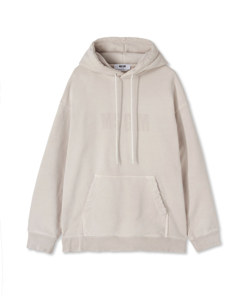 Cotton hooded sweatshirt with MSGM large logo print - 1