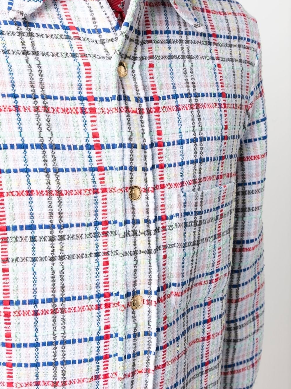 gingham check tweed overshirt - 5