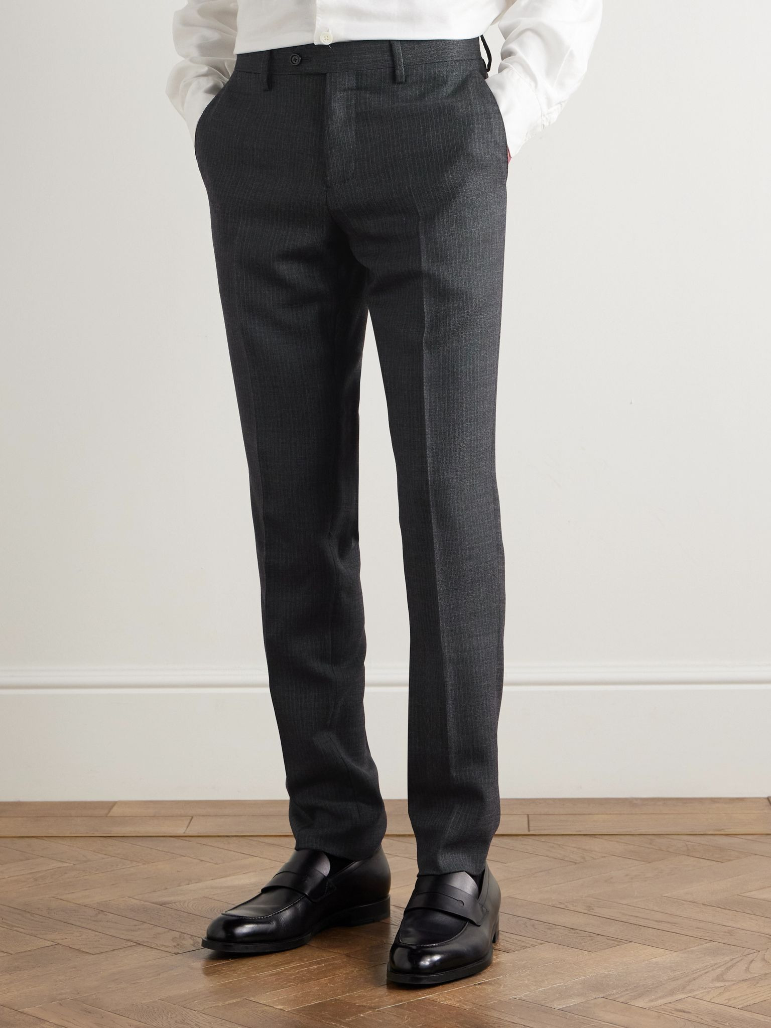 Striped Virgin Wool Suit Gray - 3
