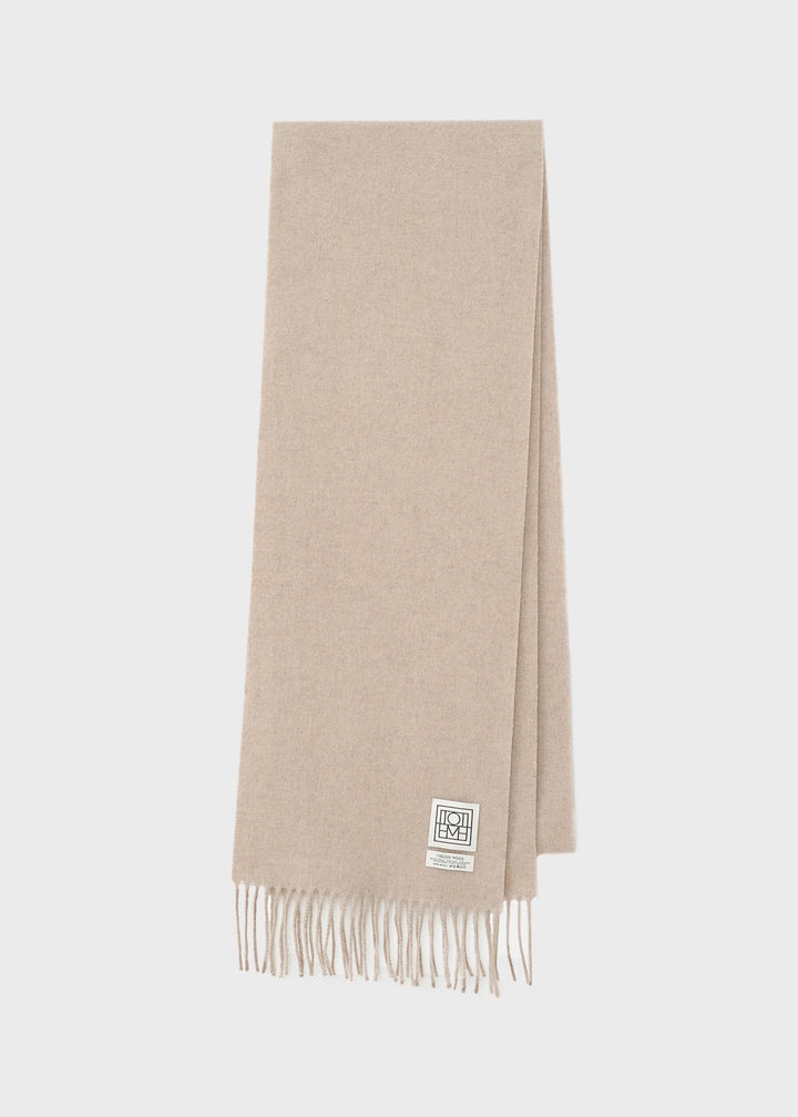 Classic wool scarf light beige mélange - 1
