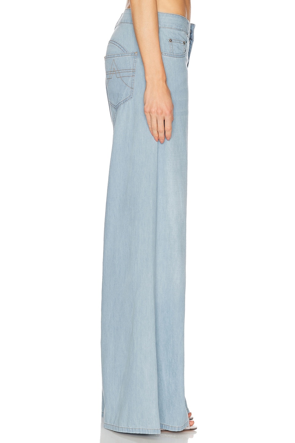 Crystal Rosette Wide Leg Jean - 3