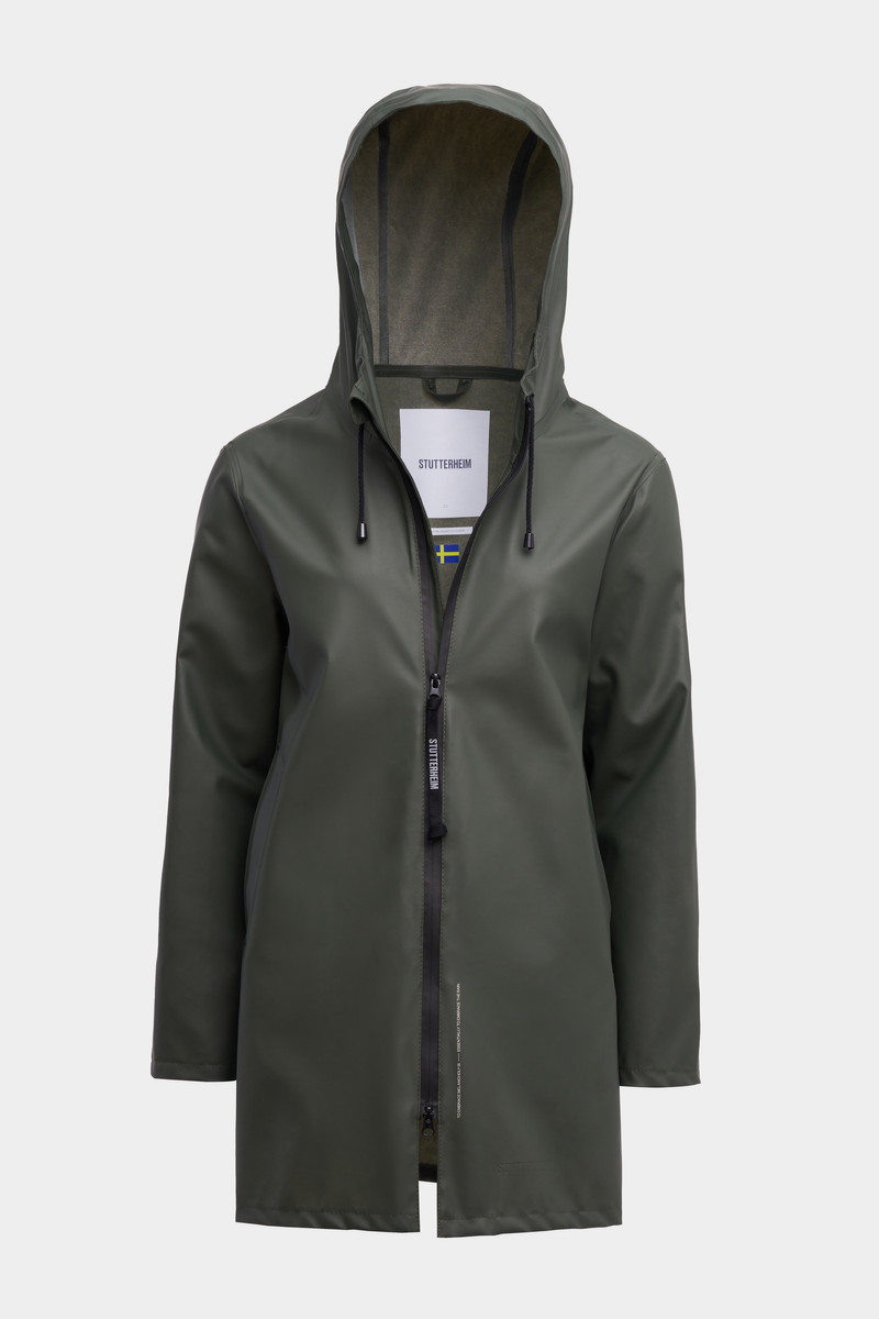 Stockholm Lightweight Zip Raincoat Green 1