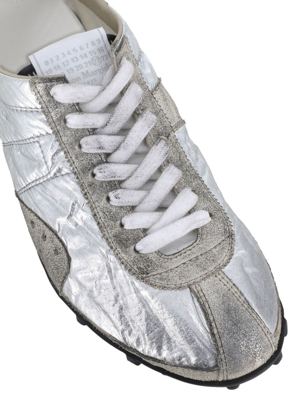 textured lace-up sneakers - 3