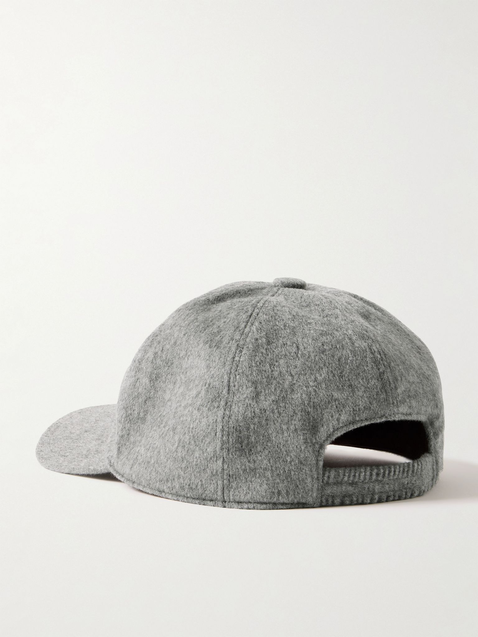 Logo-Embroidered Storm System Baby Cashmere Baseball Cap Gray - 3