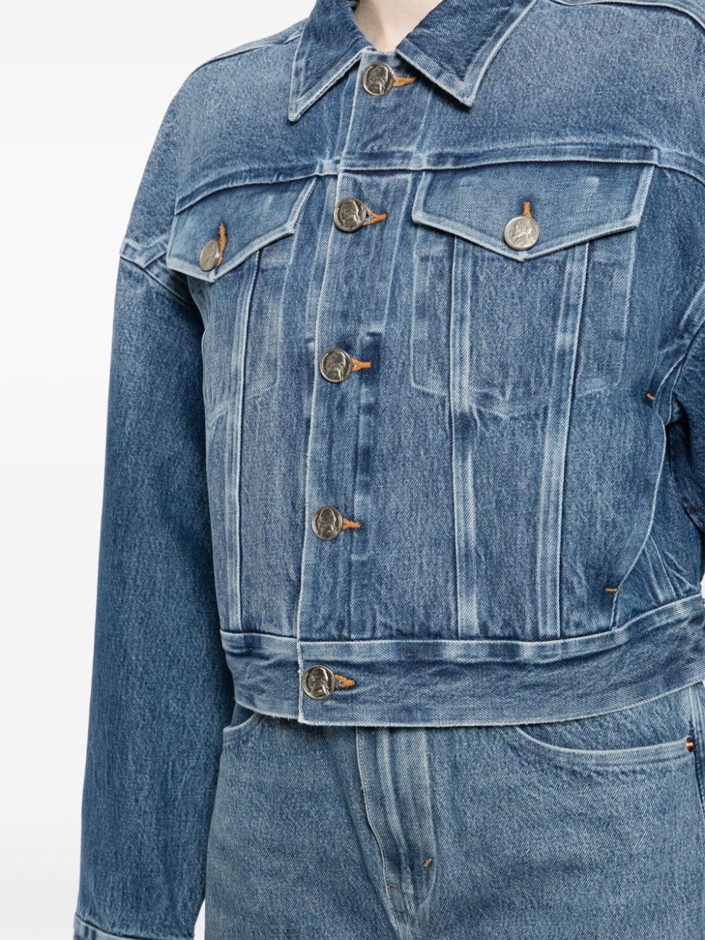 bonded-seam denim trucker jacket - 5