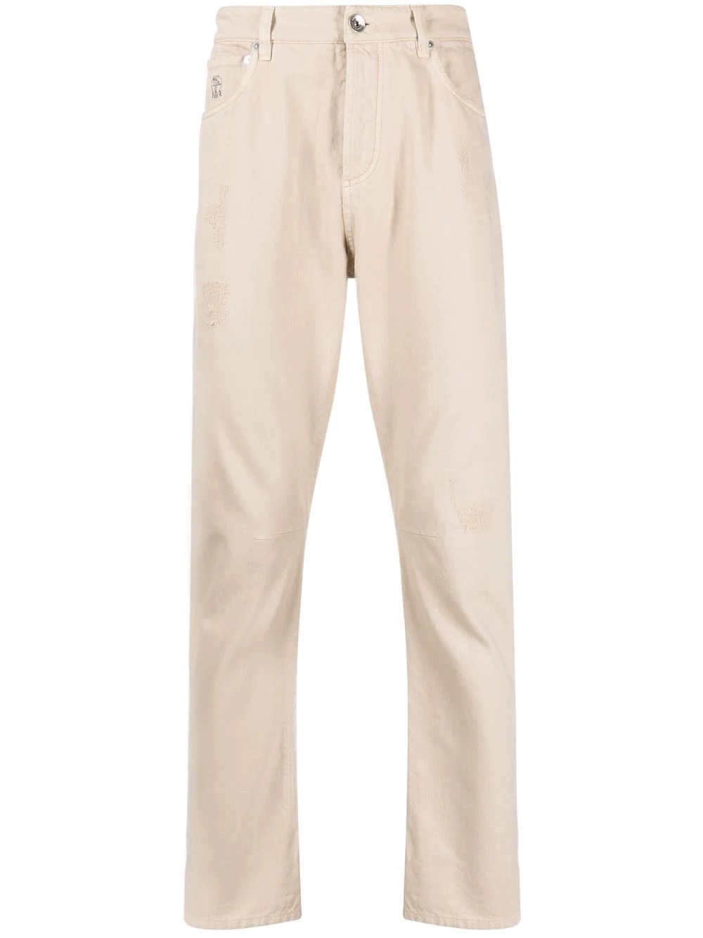 logo-print five-pockets straight-leg trousers - 1