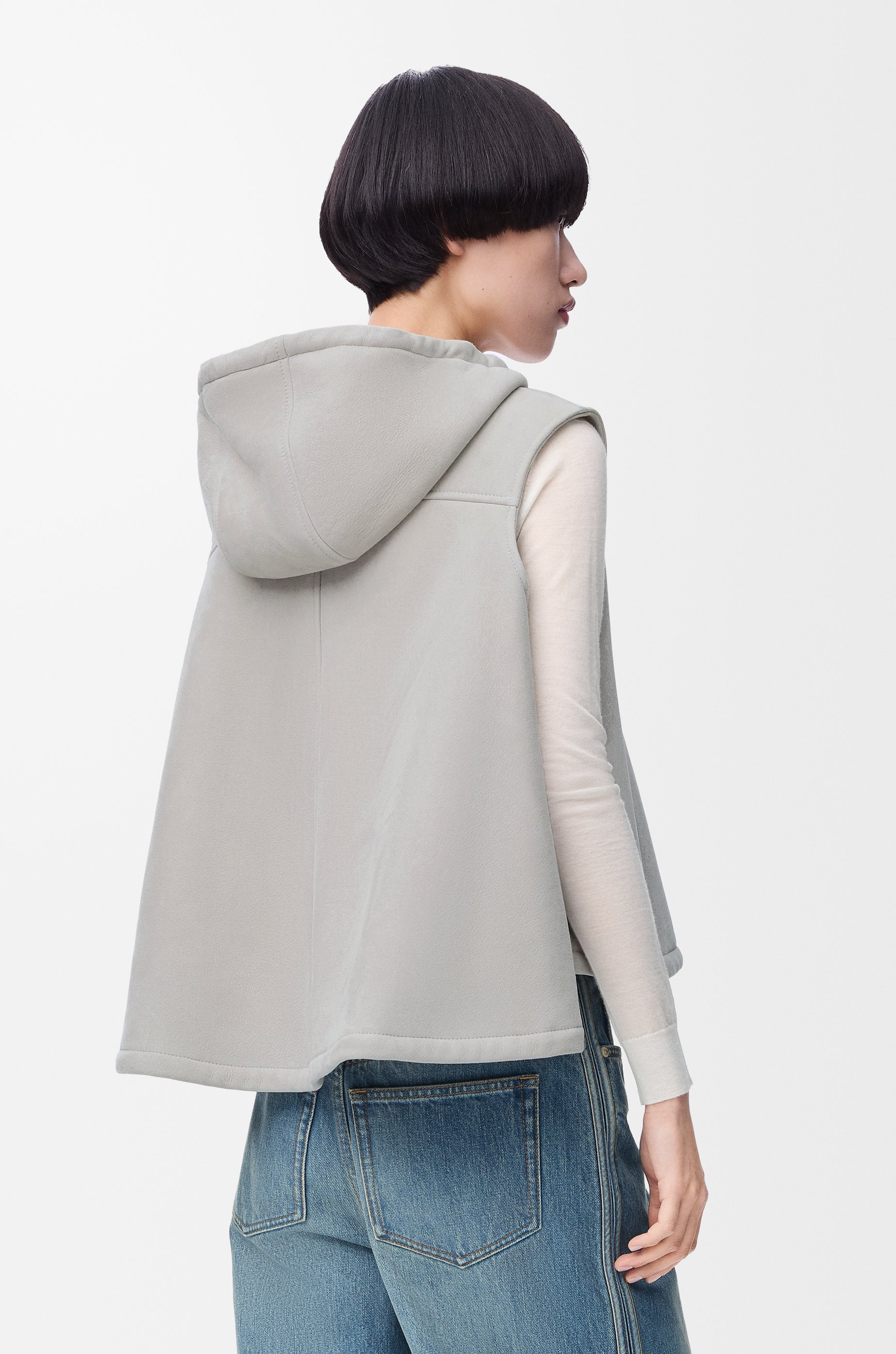 Hooded vest in shearling - 4