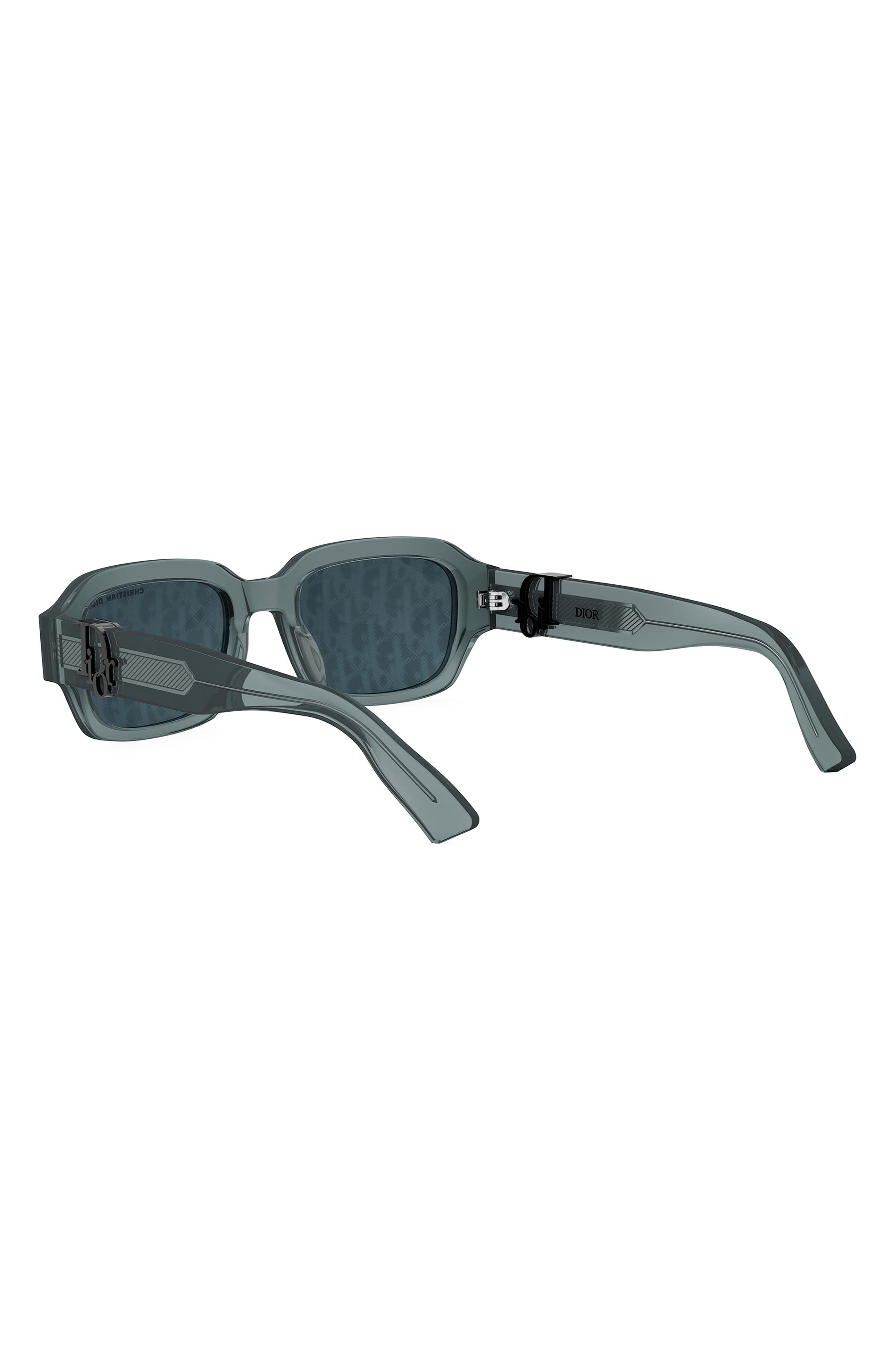'Dior Oblique S2I 52mm Rectangular Sunglasses in Shiny Blue /Blu Mirror at Nordstrom - 4