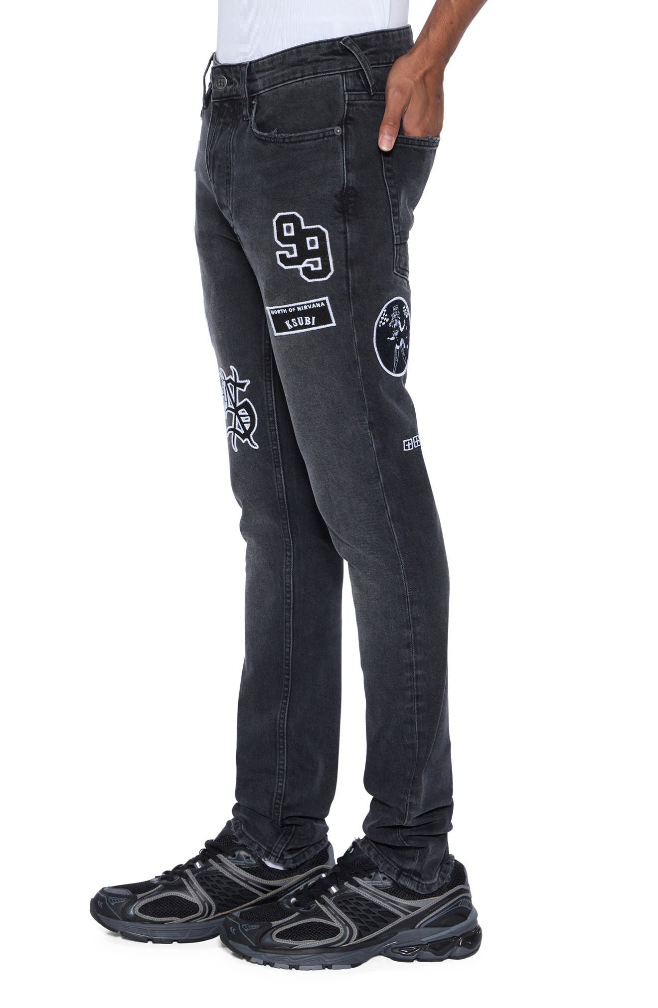 Ksubi Van Winkle Patch Skinny Jeans in Black at Nordstrom - 3