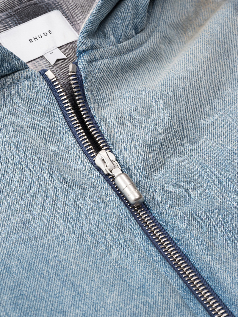 LIGHTNING DENIM HOODED VARSITY JACKET 4