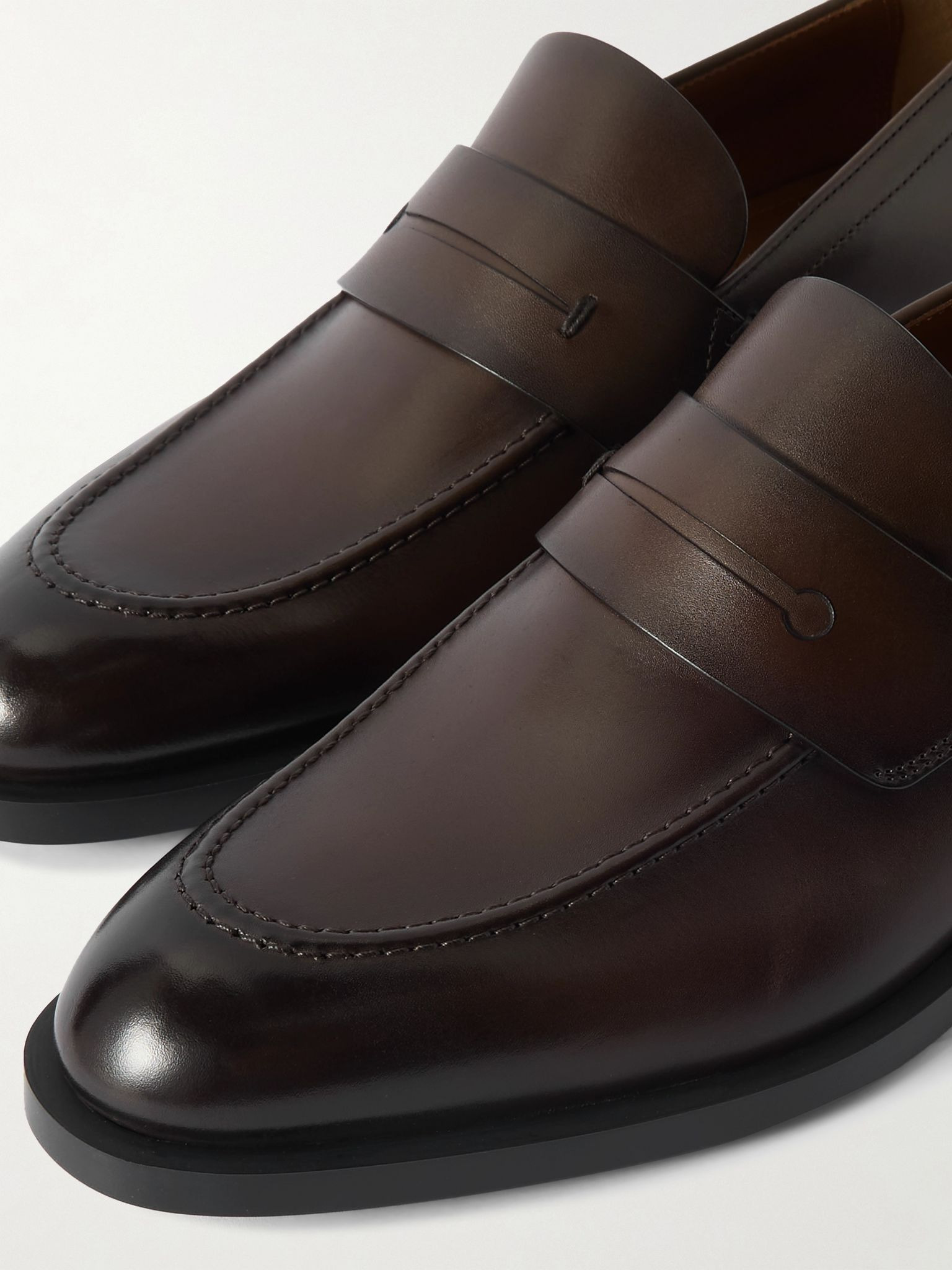 New Classic Flex Glossed-Leather Penny Loafers Dark brown - 5