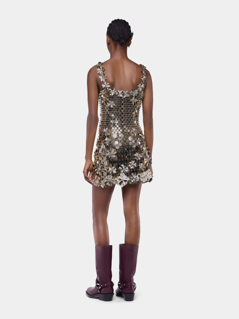 MINI DRESS IN BI-COLOR ASSEMBLAGE WITH FLOWER DETAILS 4