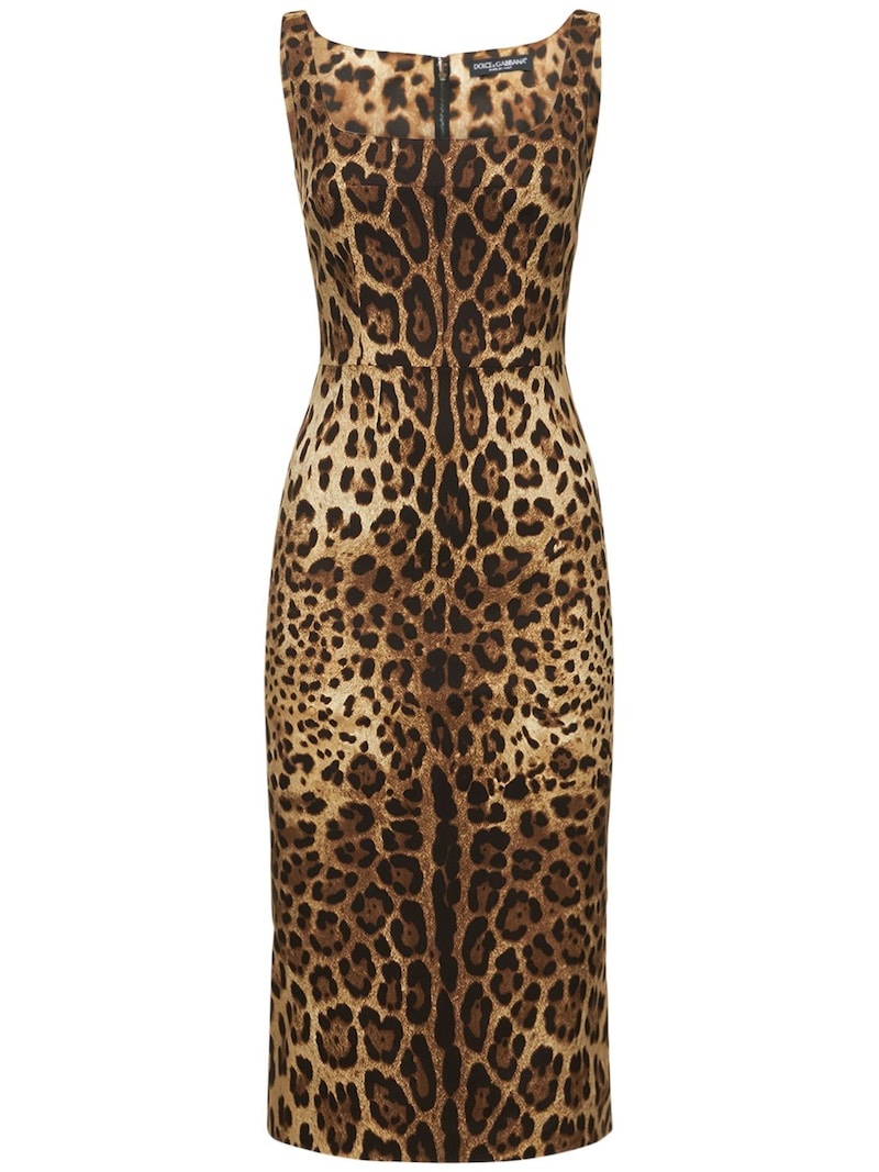 Leopard print charmeuse midi dress - 1