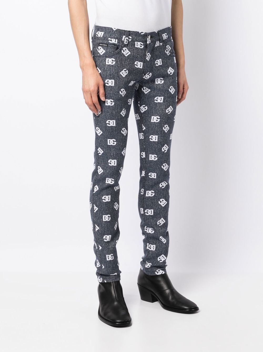 slim-cut monogram-print jeans - 3