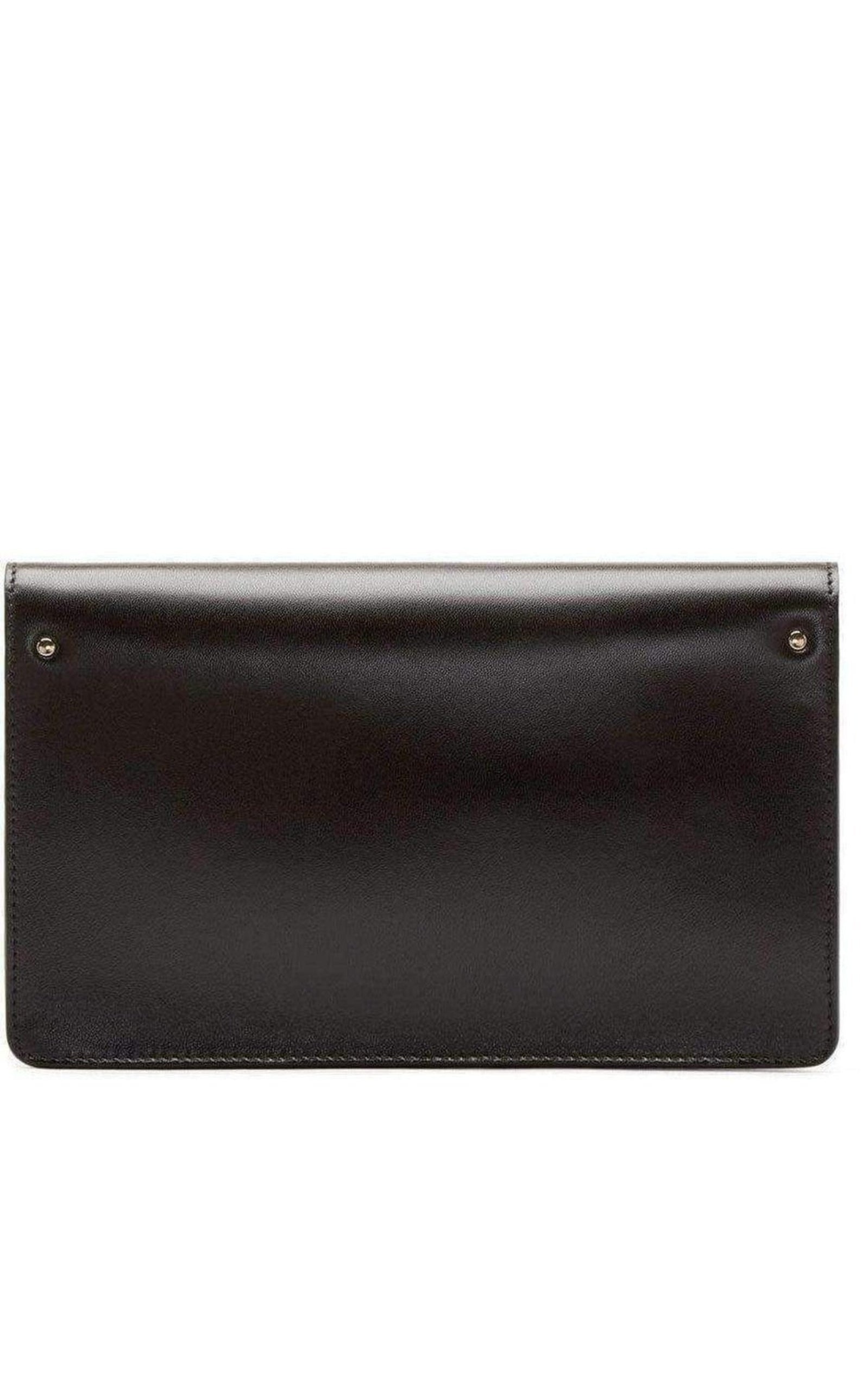 Gabrielle Black Leather Clutch - 2
