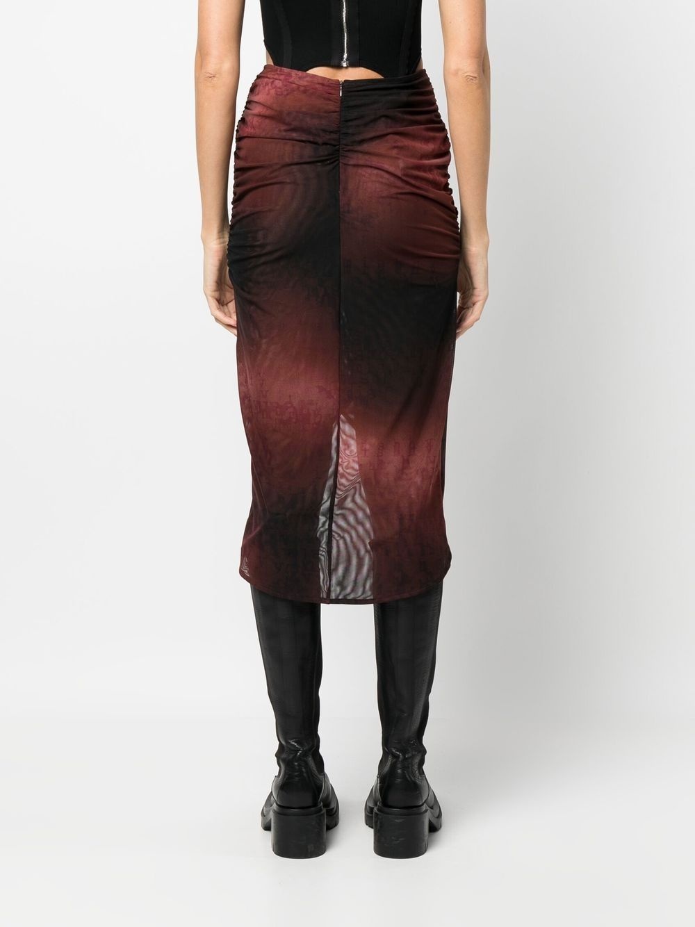 gradient-print semi-sheer midi skirt - 4
