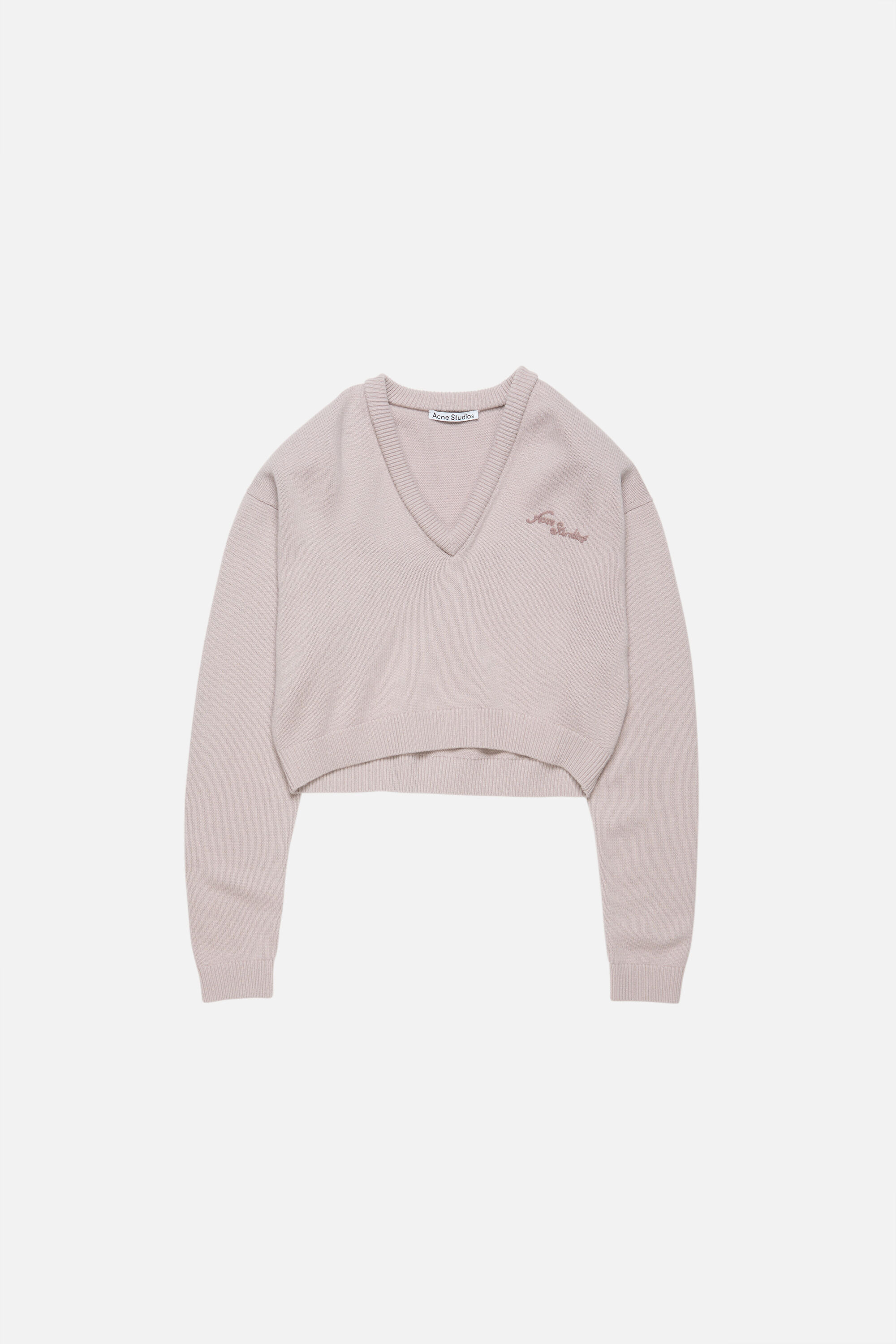 Wool v-neck sweater - Pale grey - 6