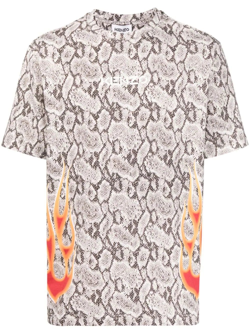 snakeskin-print T-shirt - 1