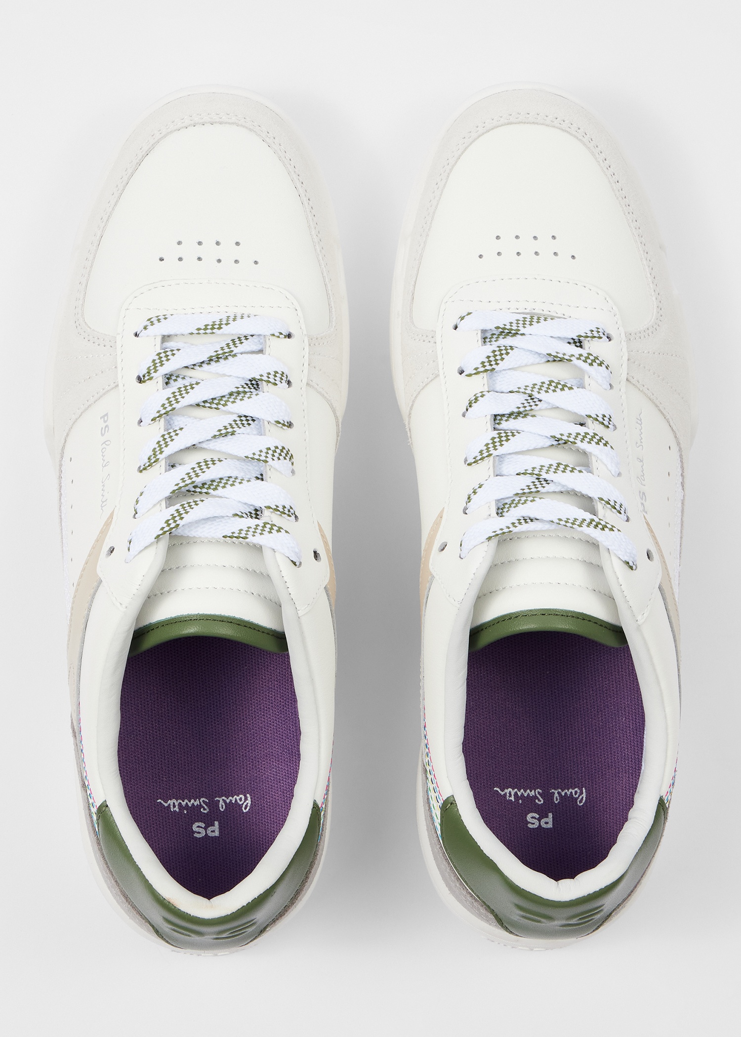 White Leather 'Colson' Green Spoiler Trainers - 5