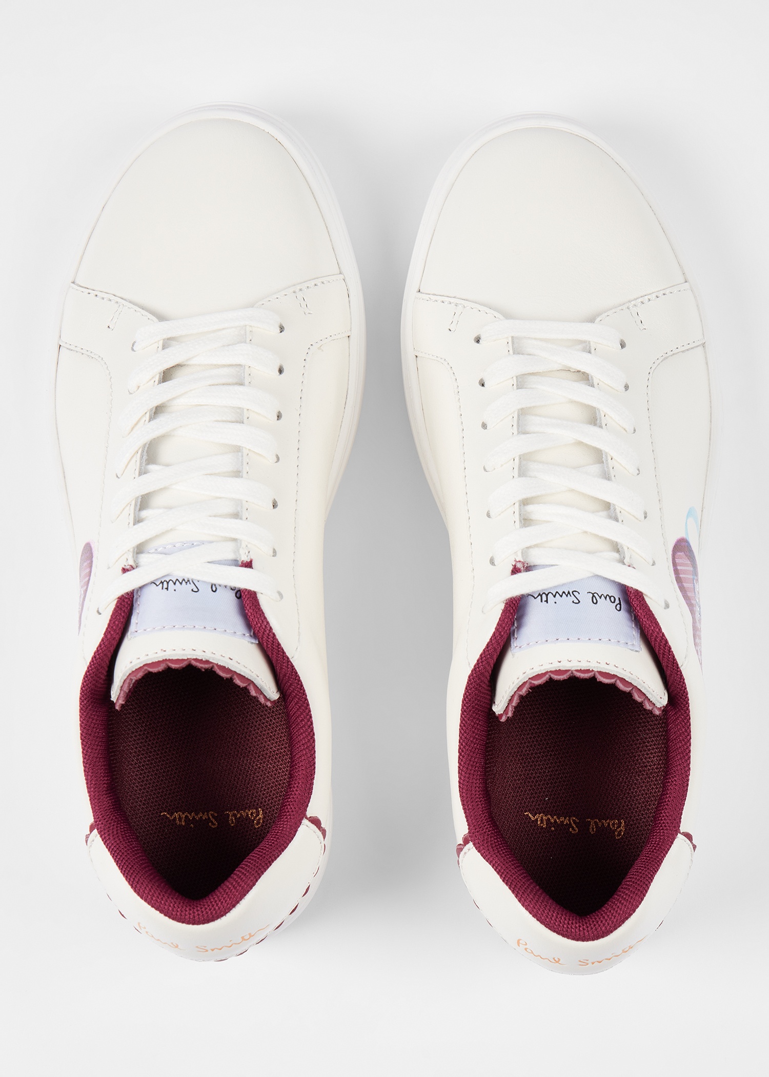 Women's White Leather 'Scribble Heart' 'Lapin' Trainers - 5
