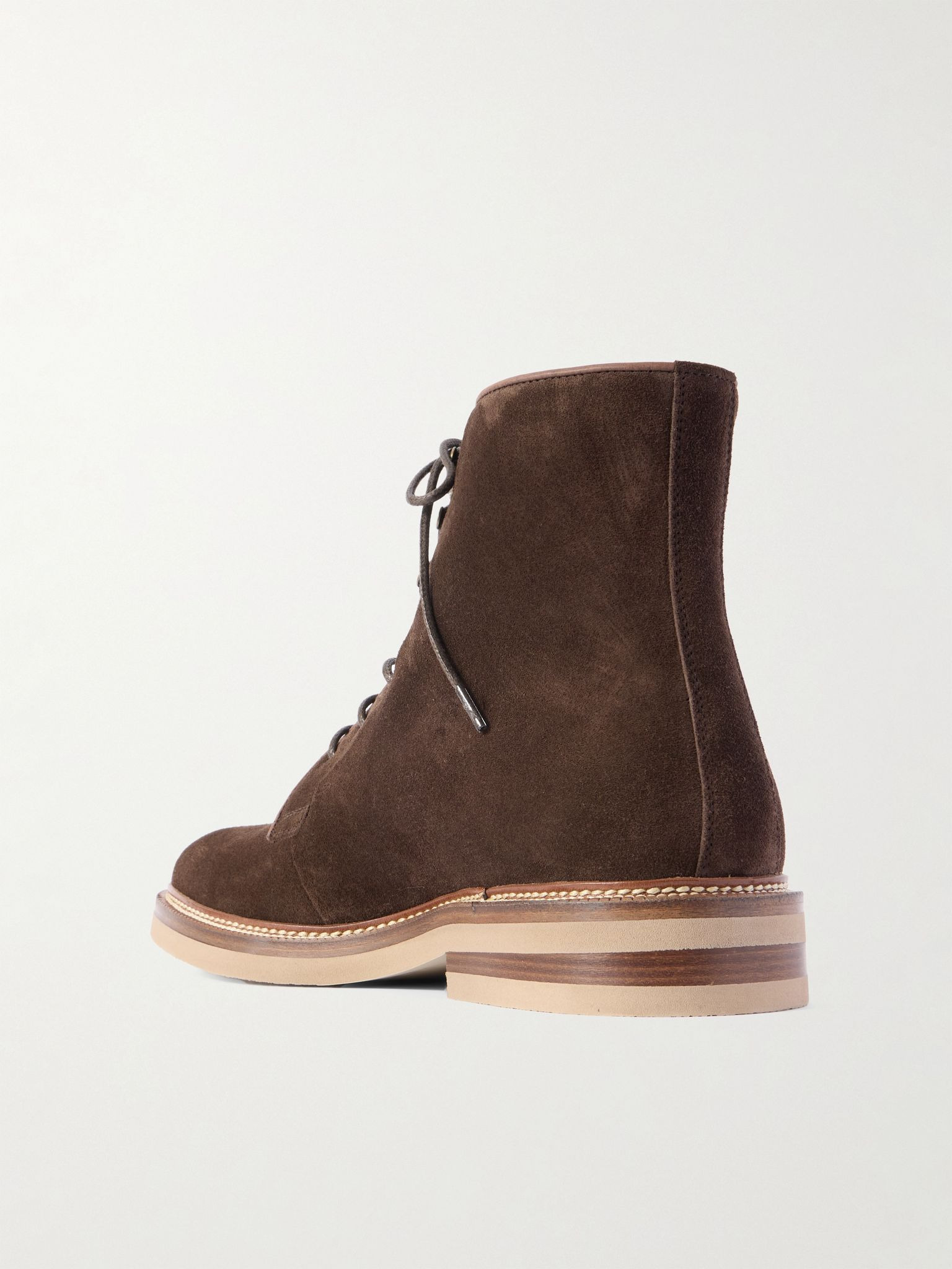 Suede Lace-Up Boots Dark brown - 4