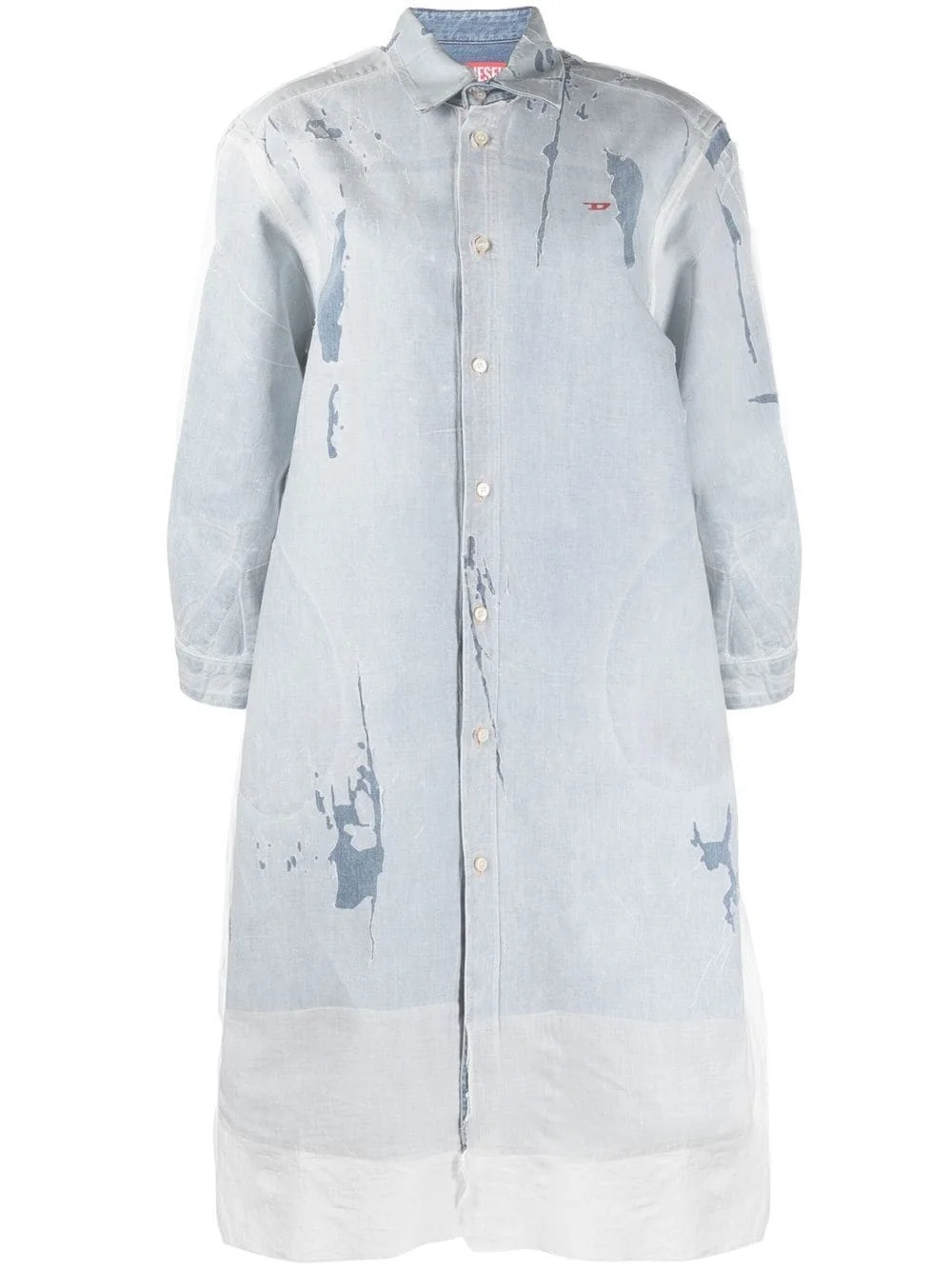 distressed denim shirt dress - 1