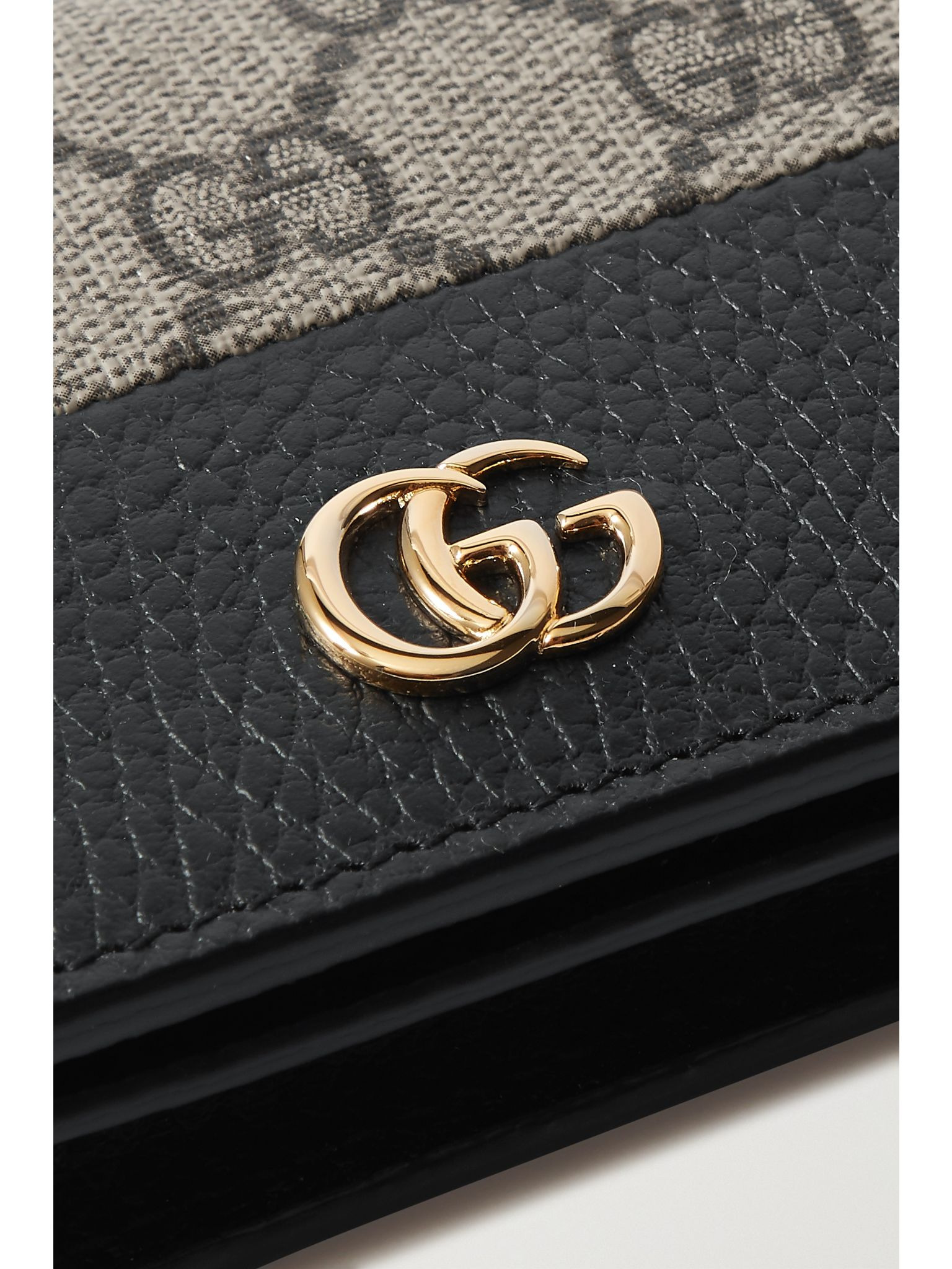GG Marmont Petite textured-leather and printed coated-canvas wallet Black - 4