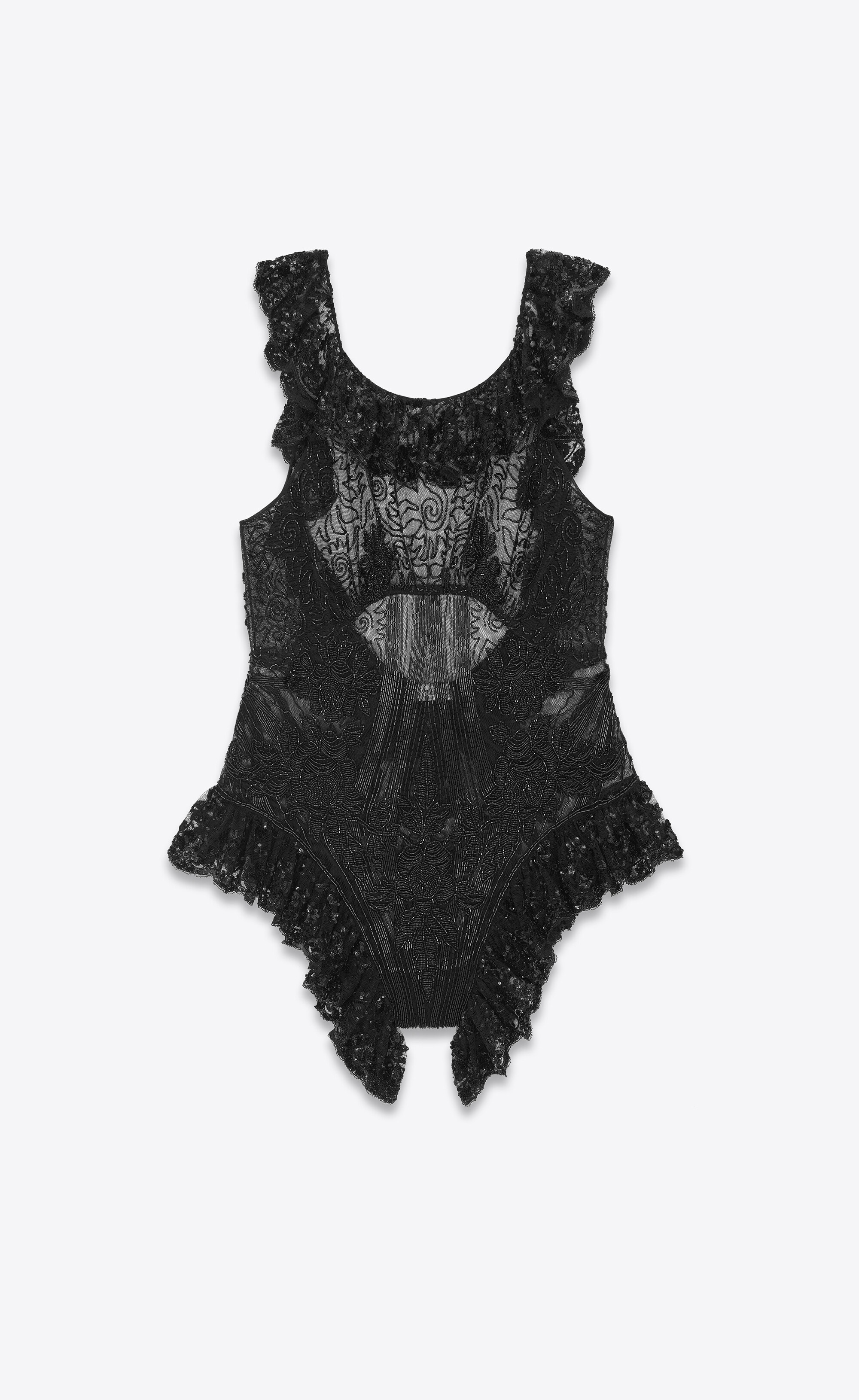 bodysuit in embroidered silk tulle - 1