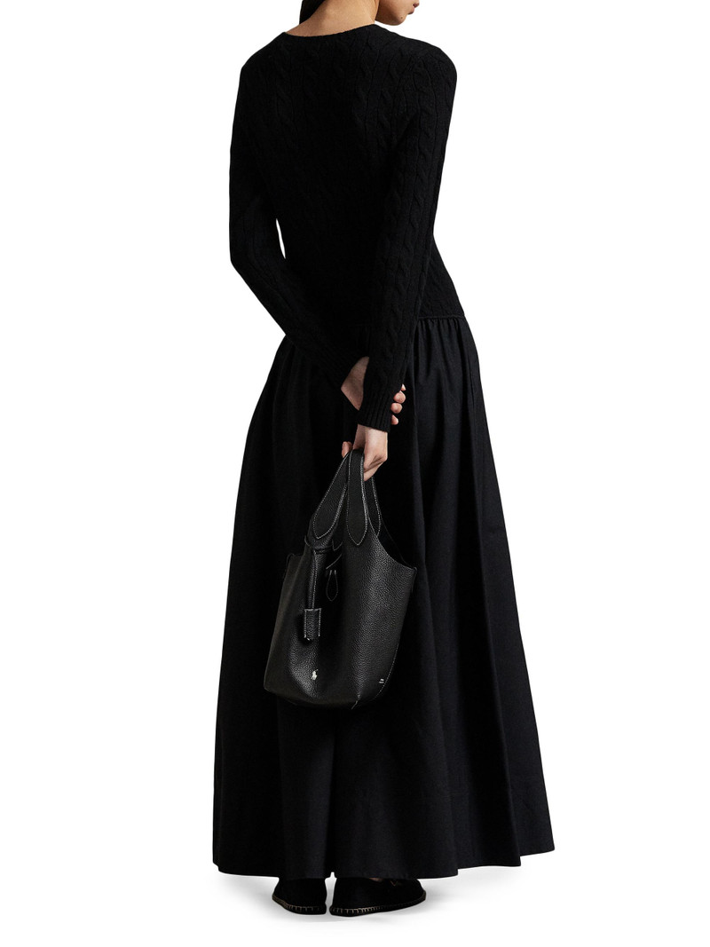 Women's Cable-Knit Mixed-Media Midi-Dress - Polo Black 4