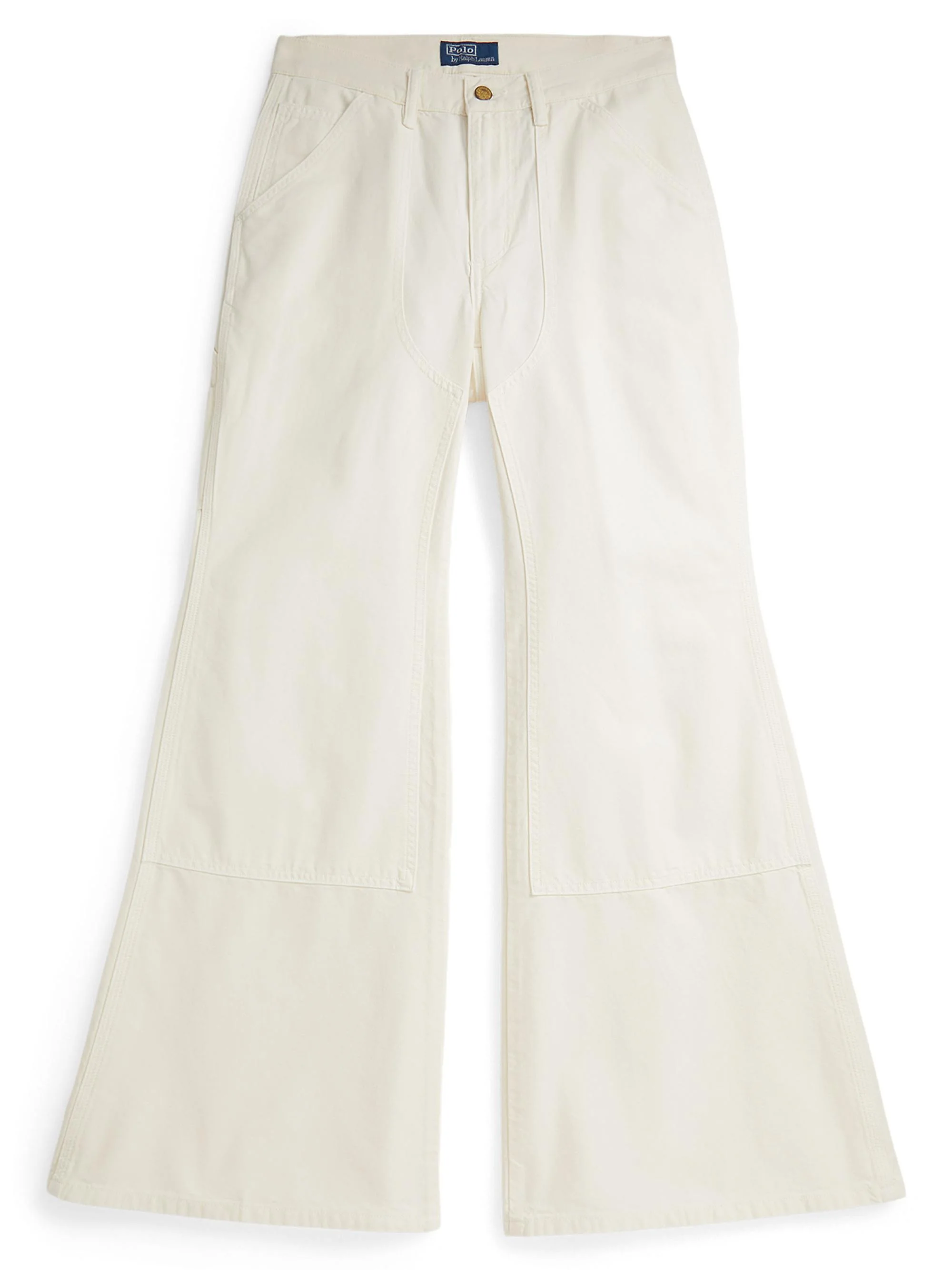 Women's High-Rise Cotton Flared Pants - Cream - 1