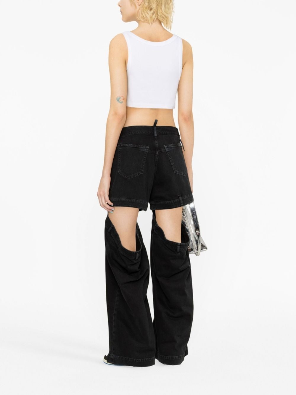 cut-out wide-leg jeans - 3