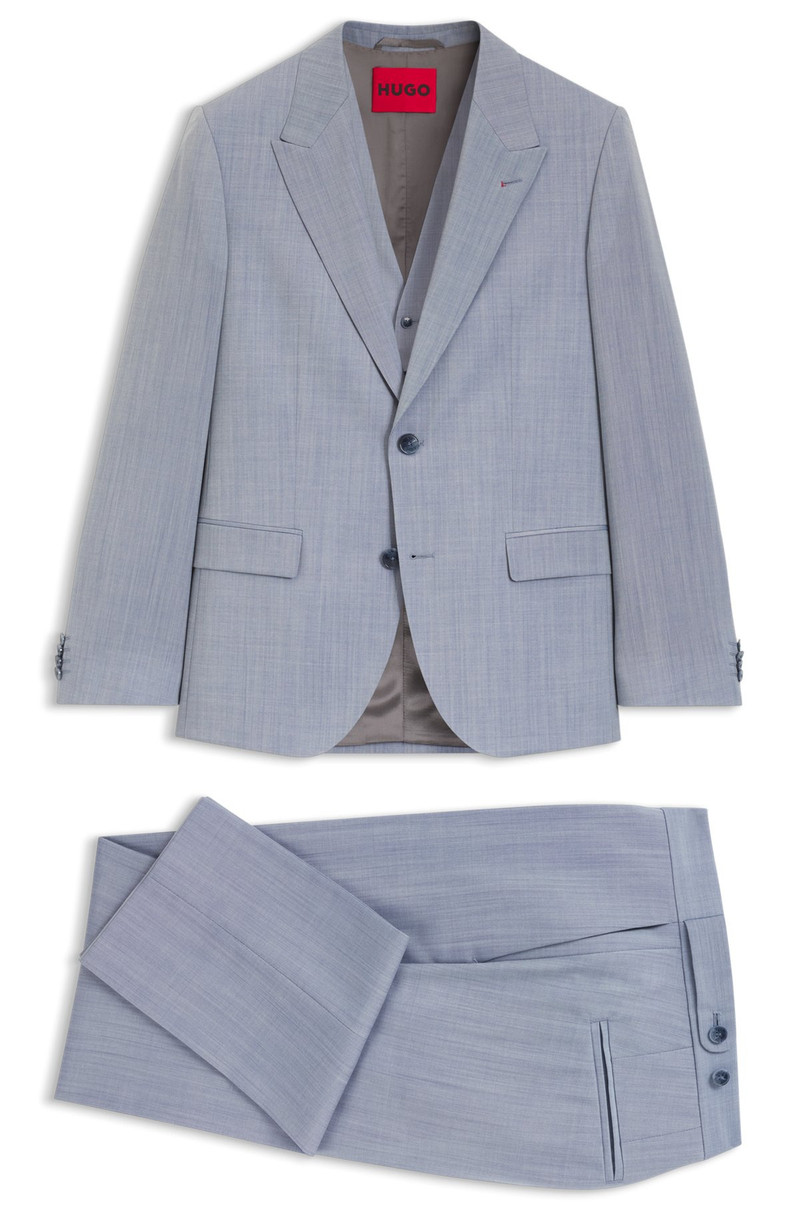 THREE-PIECE SLIM-FIT SUIT IN WOOL-BLEND POPLIN - 1