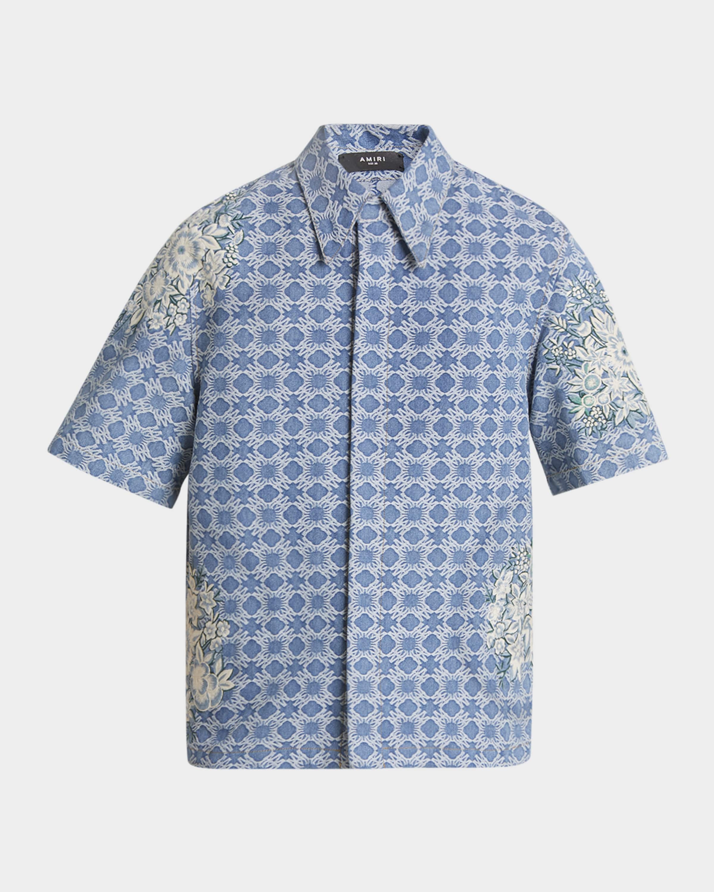Men's Floral Embroidered Sport Shirt - 2