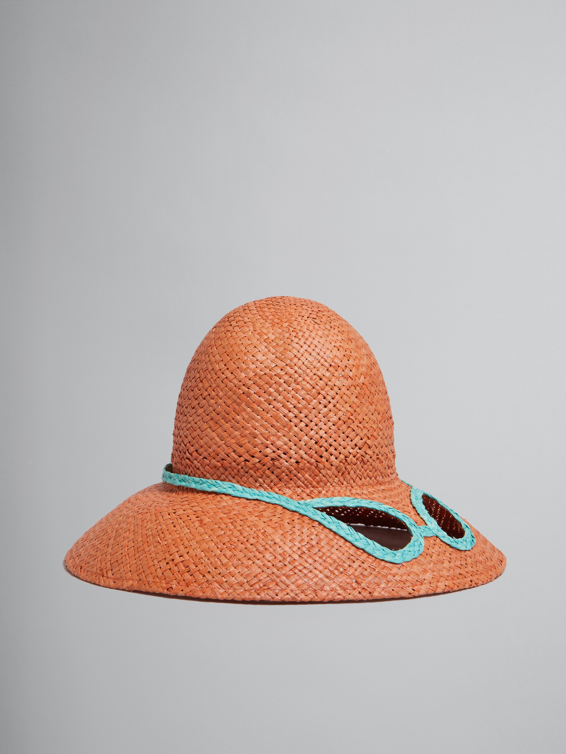 MARNI X NO VACANCY INN - ORANGE HAT IN RAFFIA WITH CUT-OUTS - 1