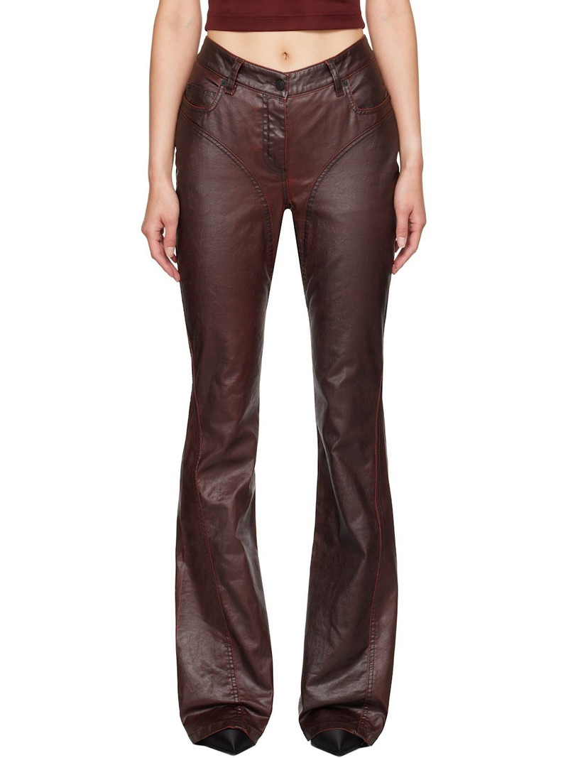 Burgundy Waxed Denim Jeans 1