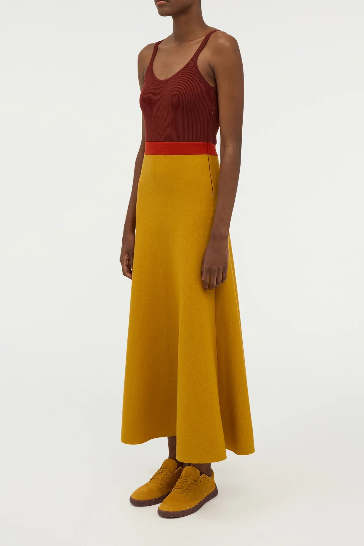 Flaminius Knit Midi Dress in Golden Birch Merino Wool - 4