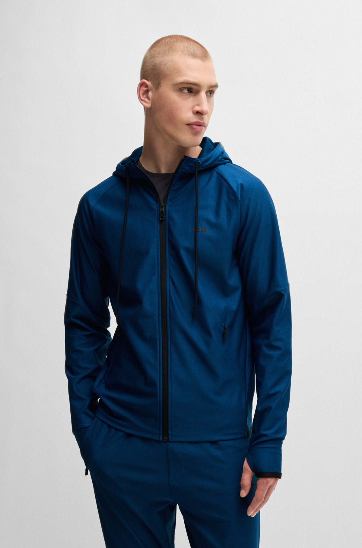 ACTIVE-STRETCH ZIP-UP HOODIE WITH LOGO DETAIL - 2