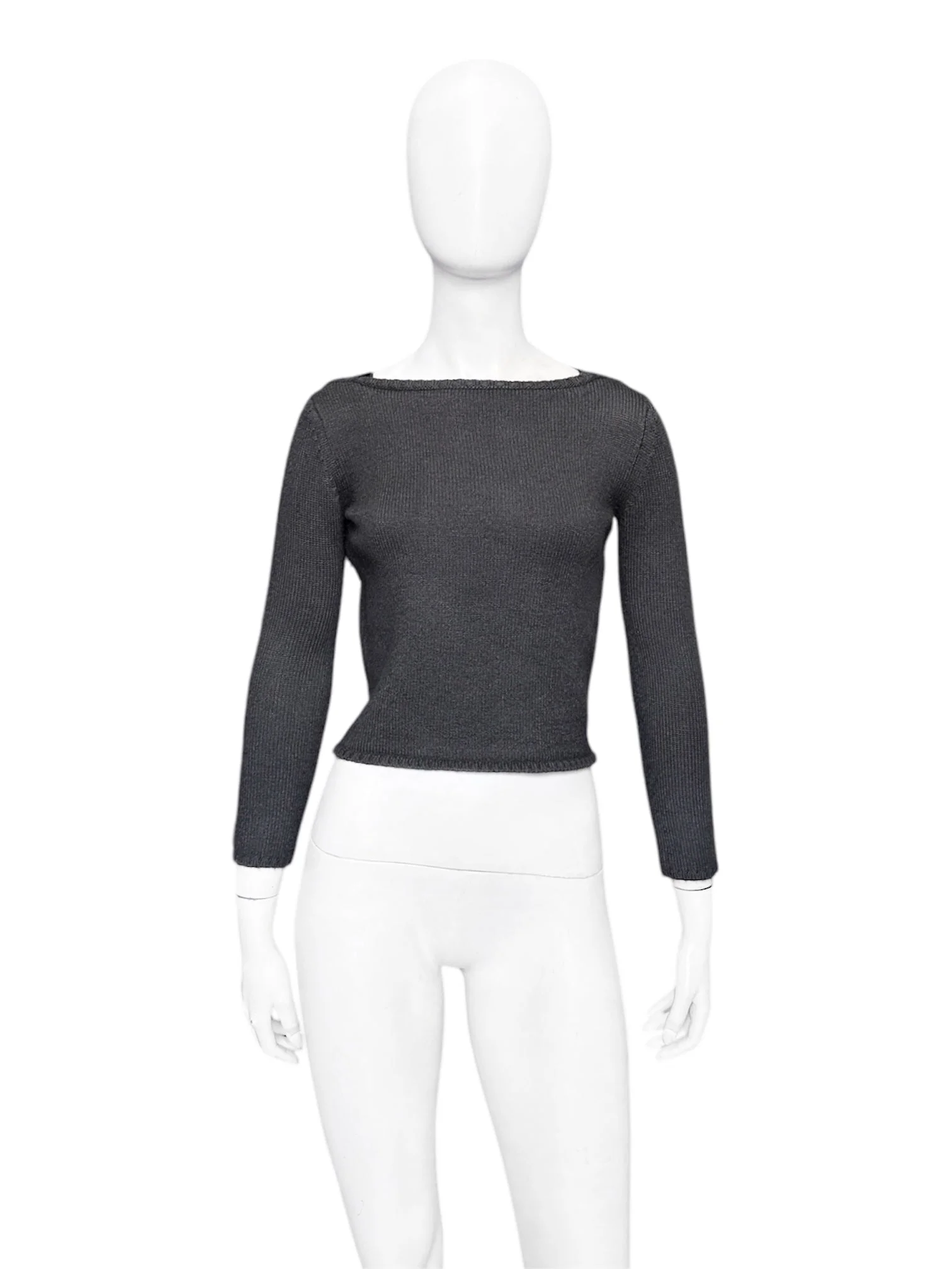 Gucci Fall 1997 Tom Ford Shoulder Metal Emblem Cropped Wool blend Sweater M - 1