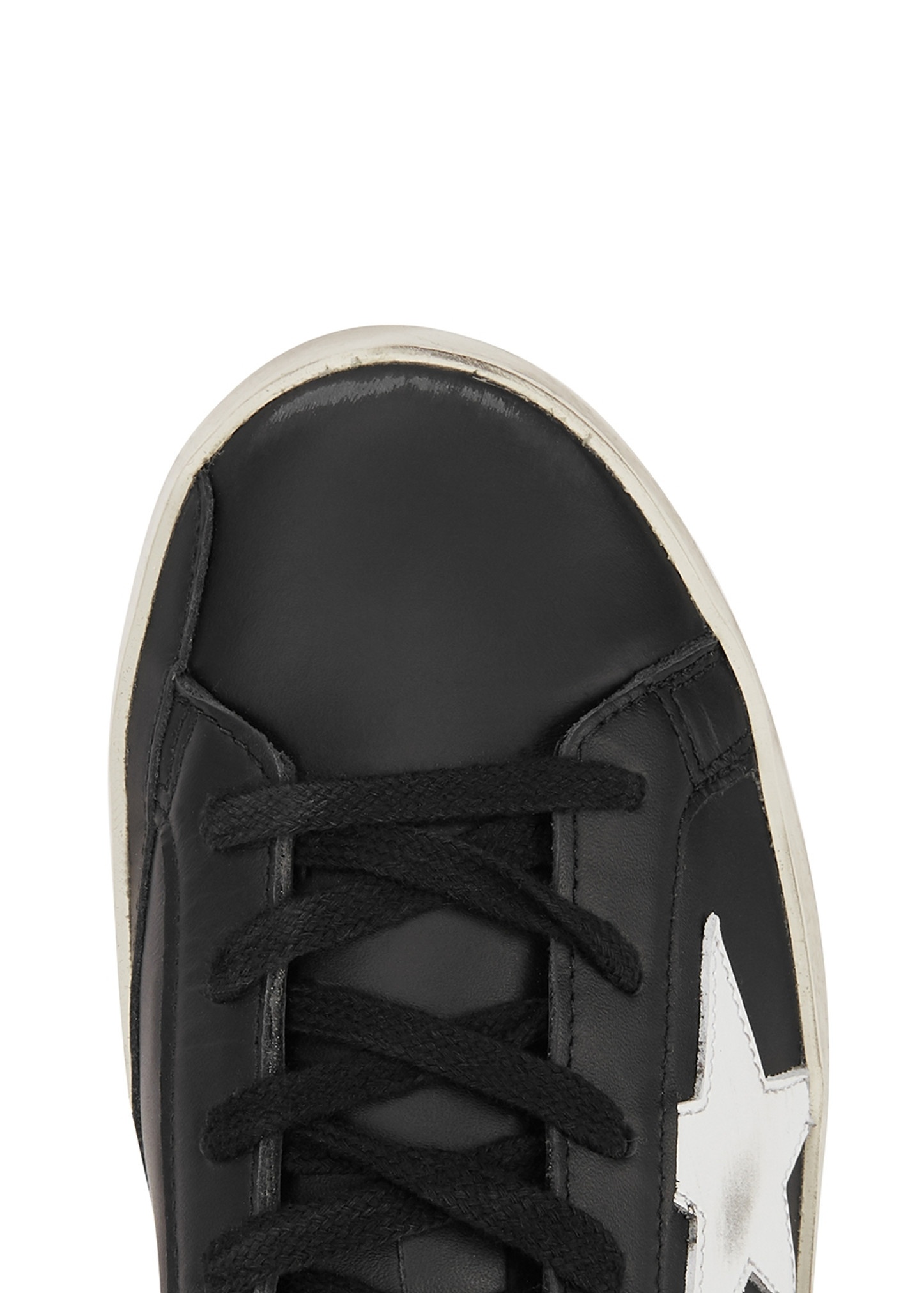 Superstar black distressed leather sneakers - 4