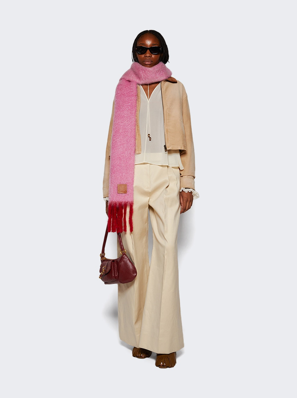 Mohair And Wool Scarf Pink And Red - 3