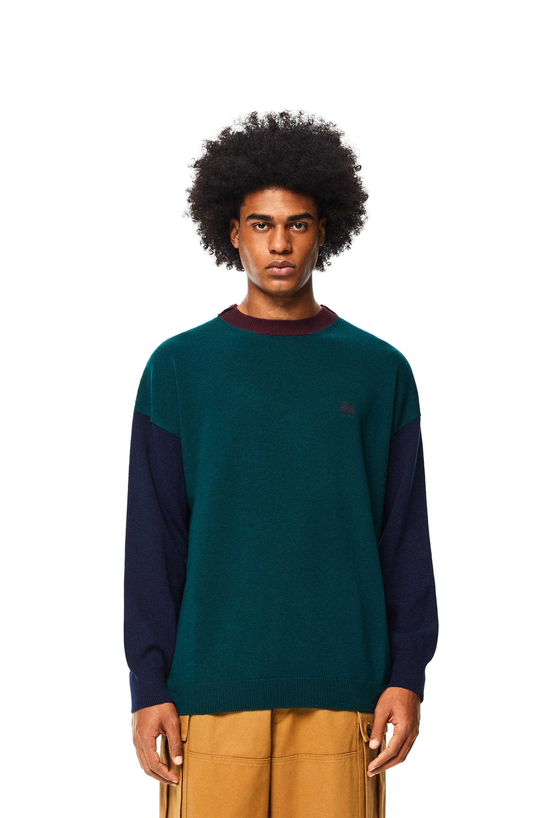 Crewneck colour block sweater in wool - 3