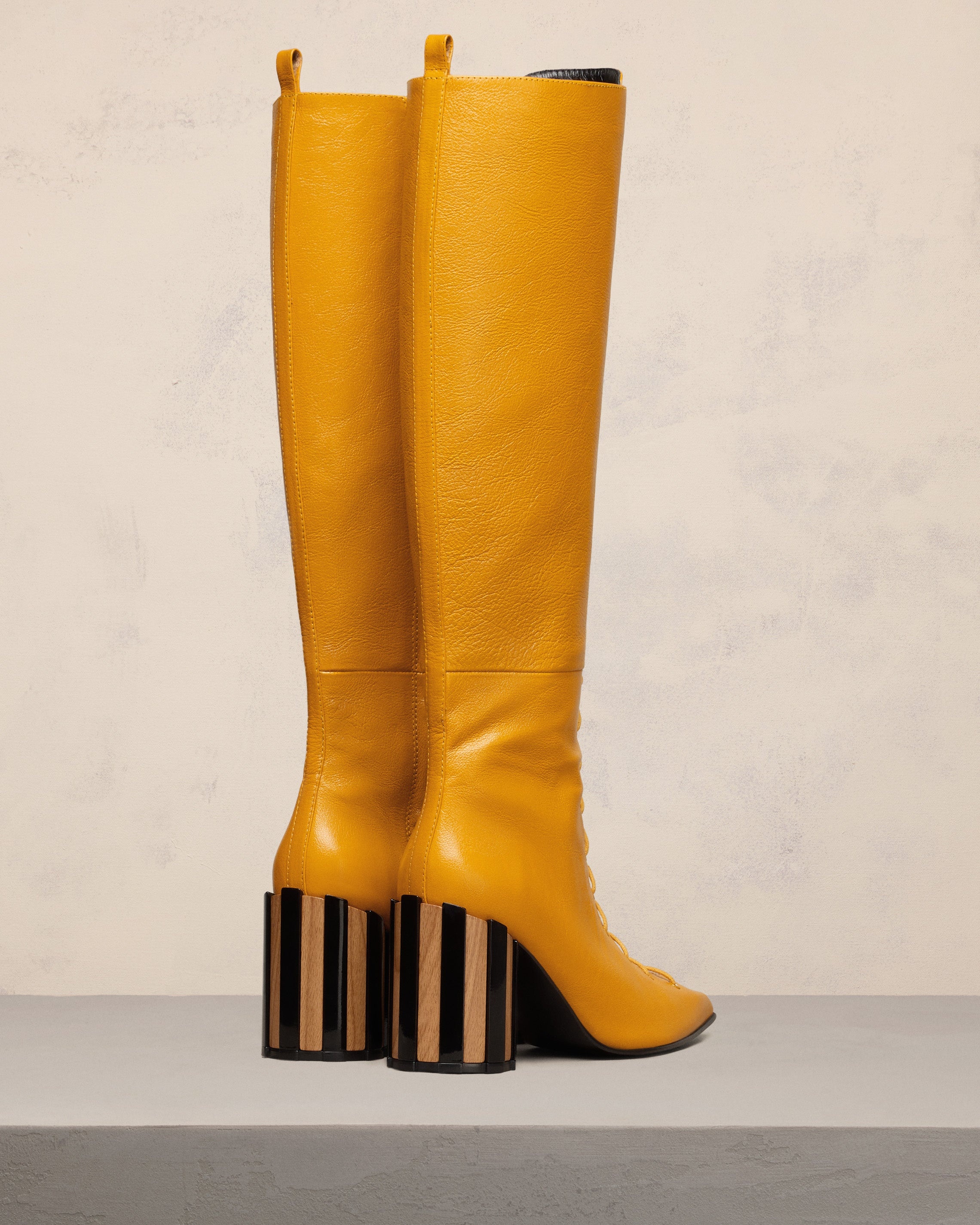 POINTED TOE LACE-UP KNEE HIGH BOOTS - 4