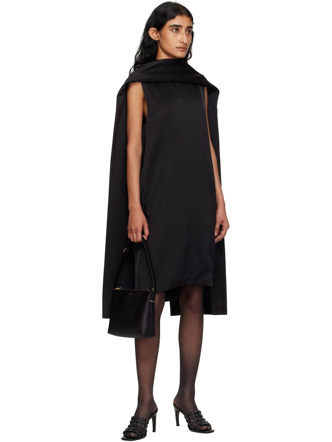 Black Cocoon Scarf Minidress - 4
