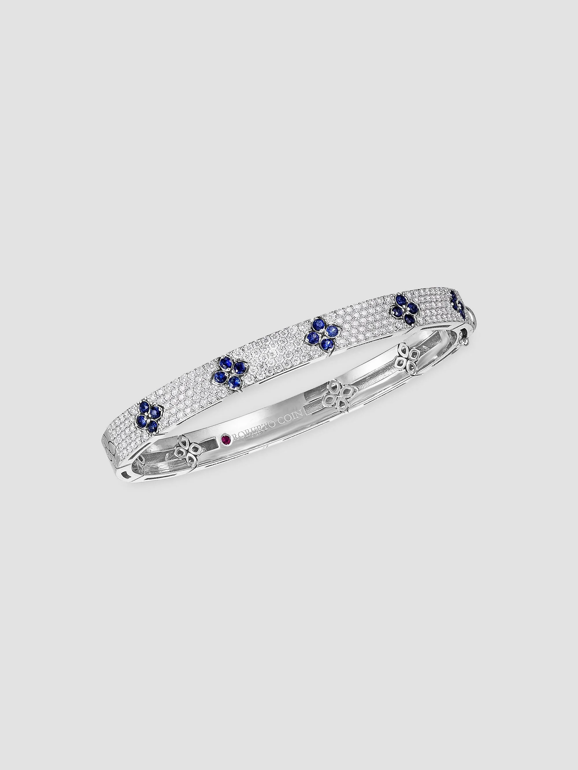 Women's Love In Verona 18K White Gold, 1.75 TCW Diamond, & Sapphire Bangle - 1