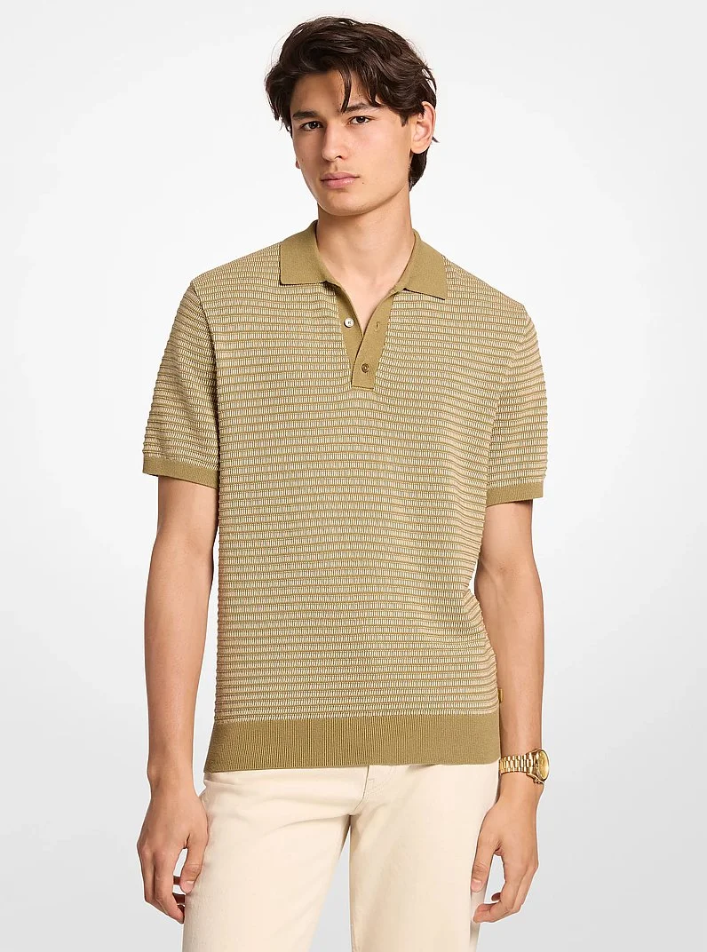 Two-Tone Knit Polo Shirt - 1