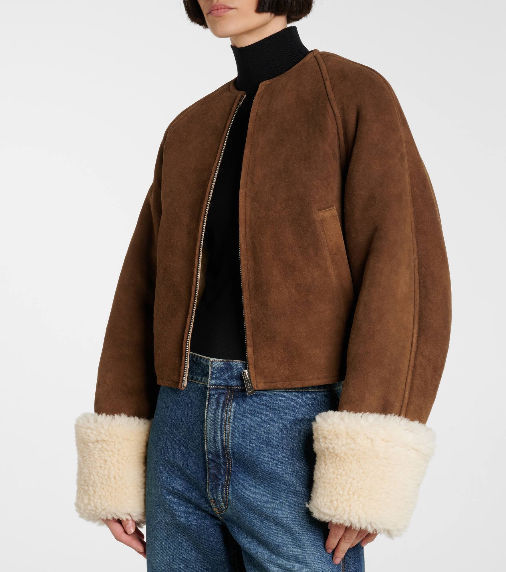 Shearling-trimmed suede jacket - 7