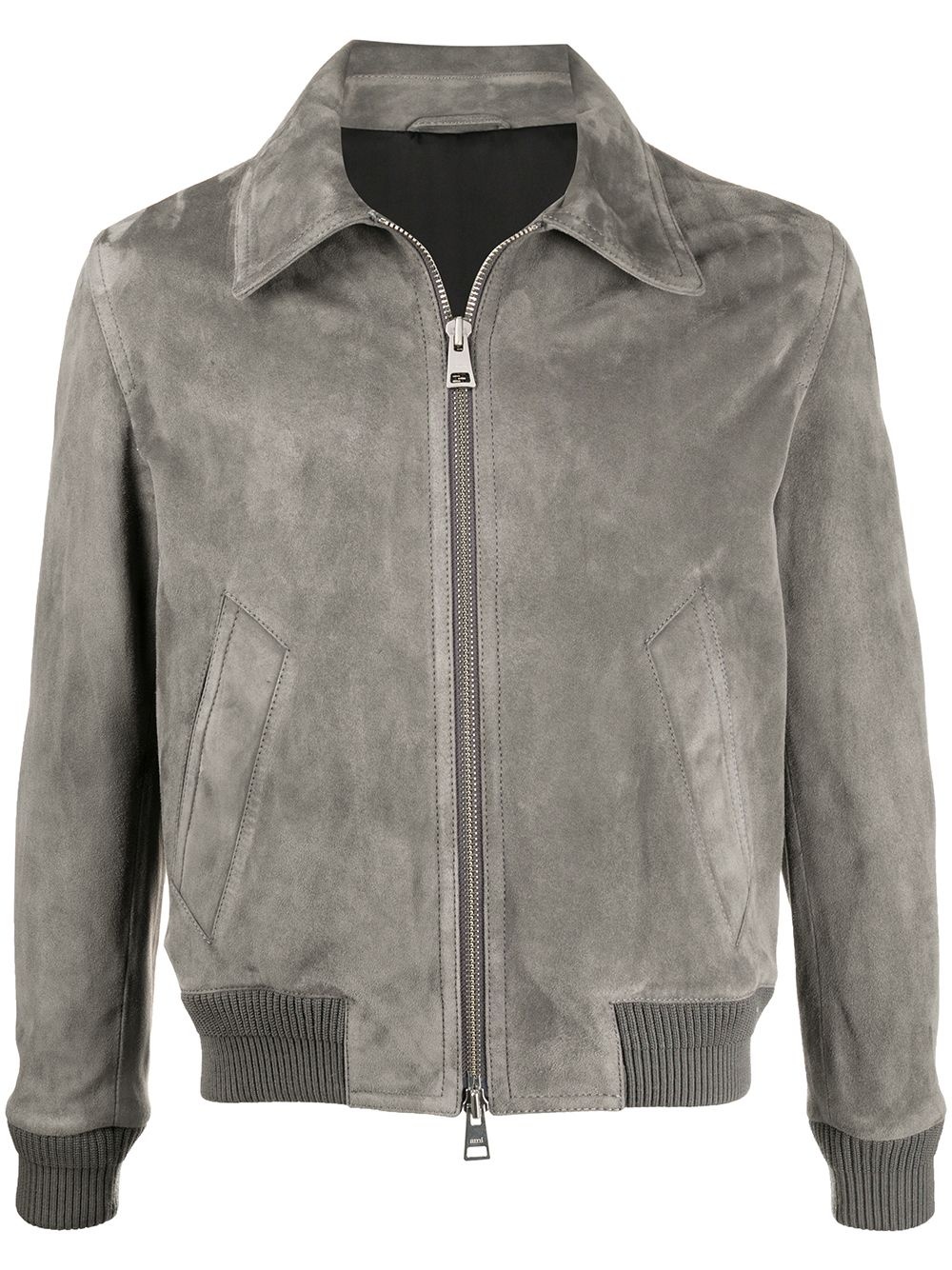 zipped suede jacket - 1