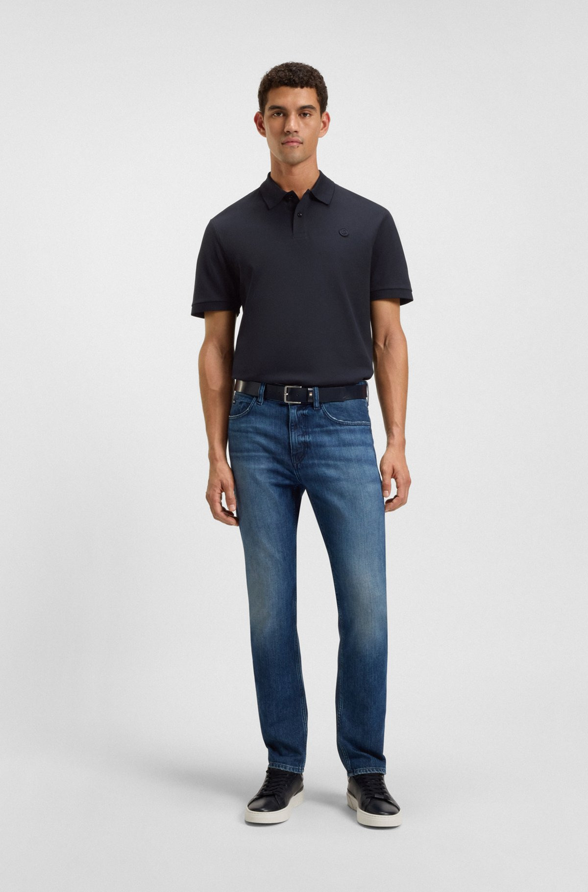 COTTON-PIQUÉ POLO SHIRT WITH DOUBLE B MONOGRAM - 4