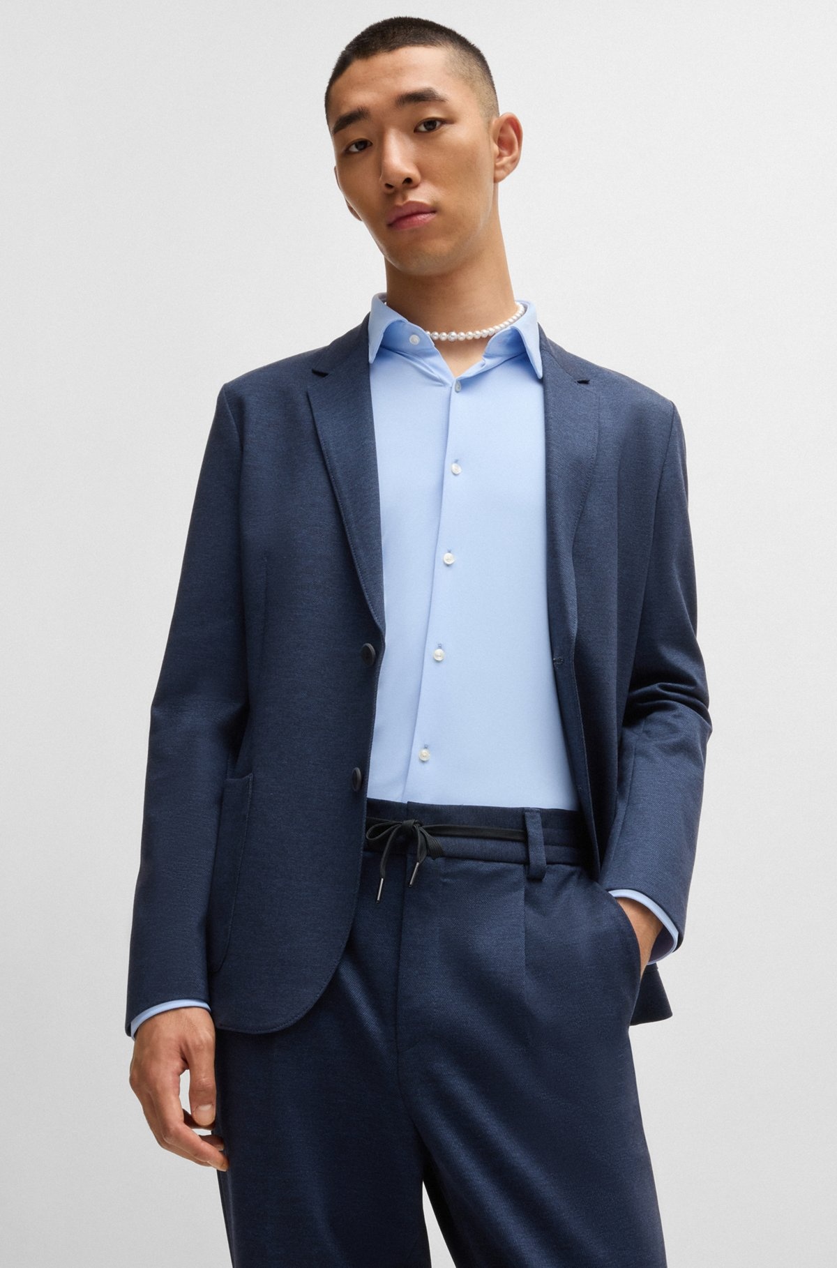 SLIM-FIT TROUSERS IN MELANGE SUPER-FLEX TWILL - 5