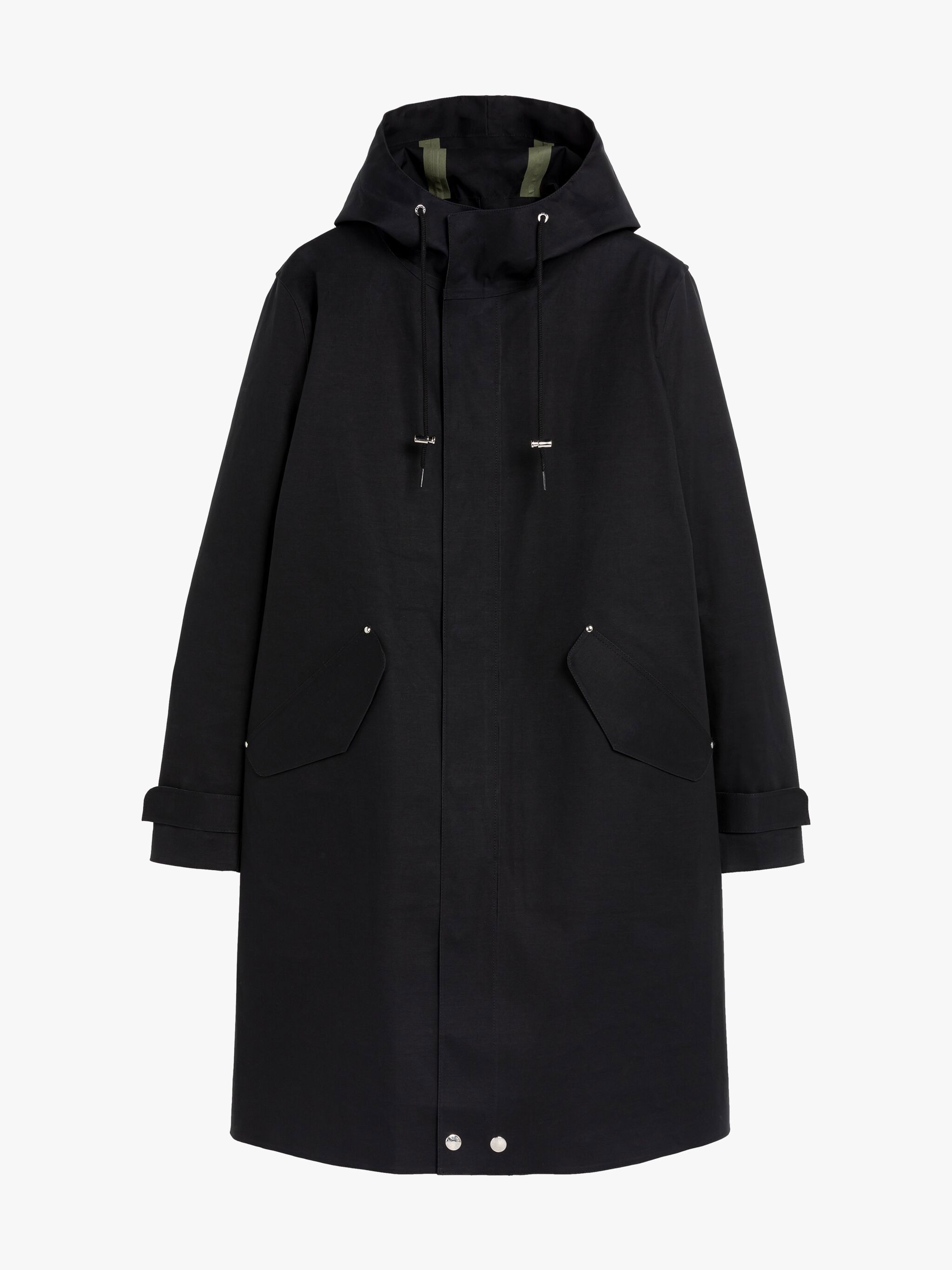 GRANISH BLACK BONDED COTTON HOODED COAT - 1